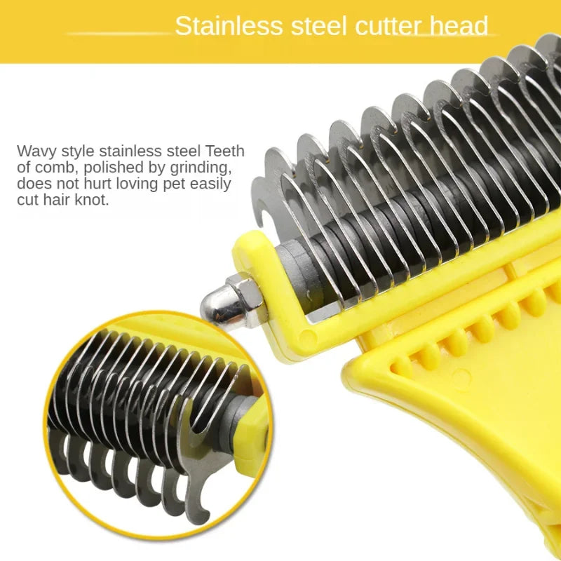 Pet Cat Dog Comb Brush Large Dogs Open Knot Rake Knife Stainless Double-sided Hair Shedding Comb Pet Grooming Products Tool - Pape'sShop