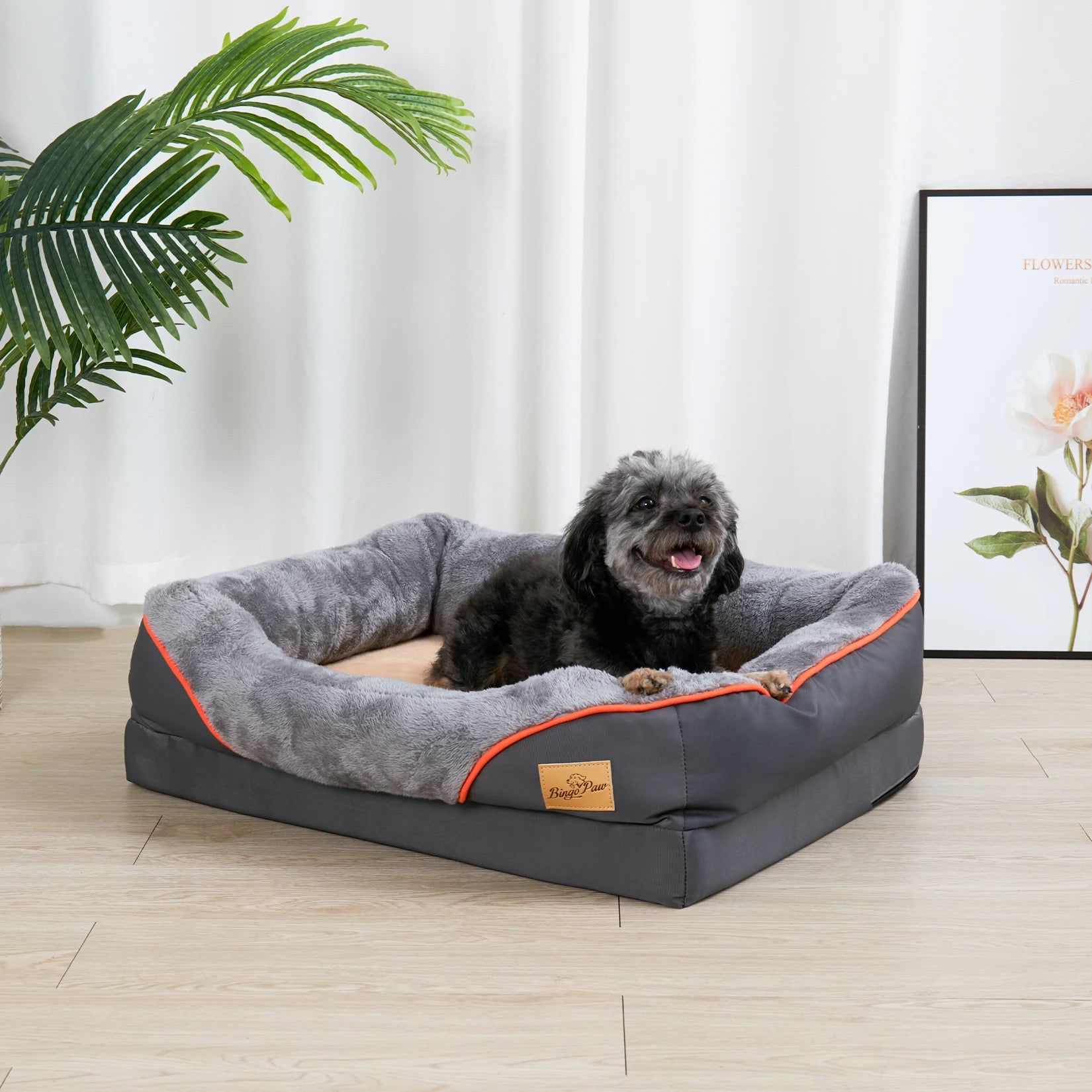 L XL 2XL 3XL Dog Bed Super Soft Orthopedic Foam Pet Bed Sleeping Mat with Cotton-padded Bolster and Removable Cover - Pape'sShop