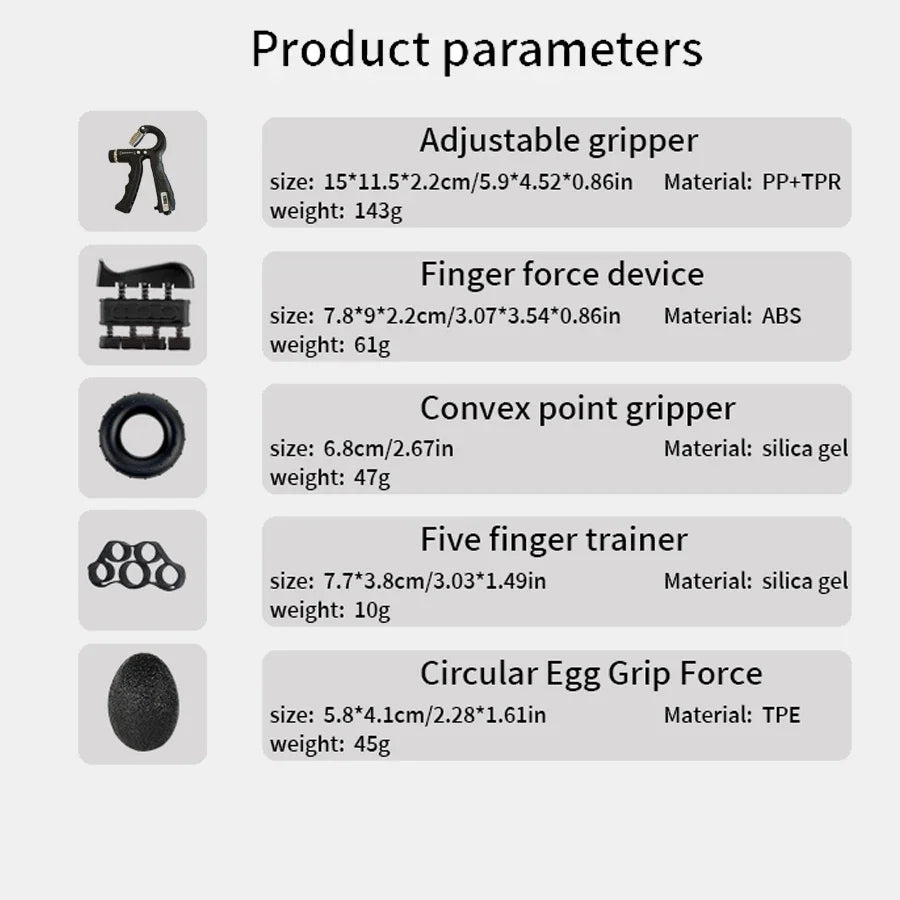 Seven-Piece Fitness Grip Set Finger Training Equipment - Pape'sShop