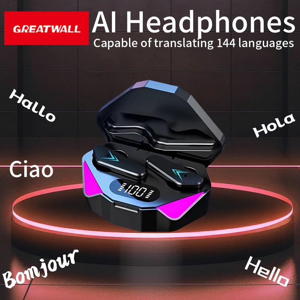 GREATWALL AI Translator Earbuds-Powered True Wireless Headset 144 Languages Real-Time Interpretation