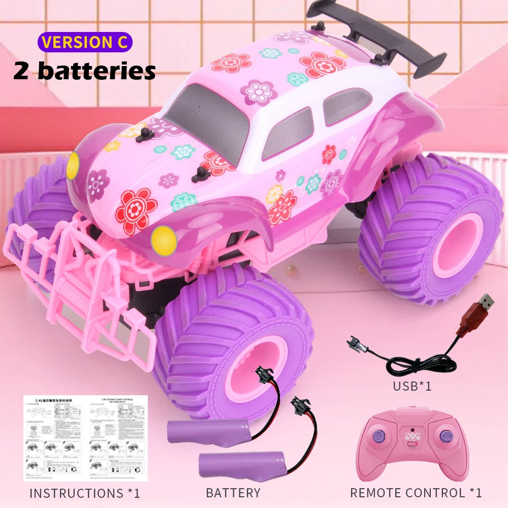 RC Car Electric Drive Off-Road Big Wheel 2.4G Cross-Country High Speed Purple Remote Control Trucks Princess Girls Toys for Kids - Pape'sShop