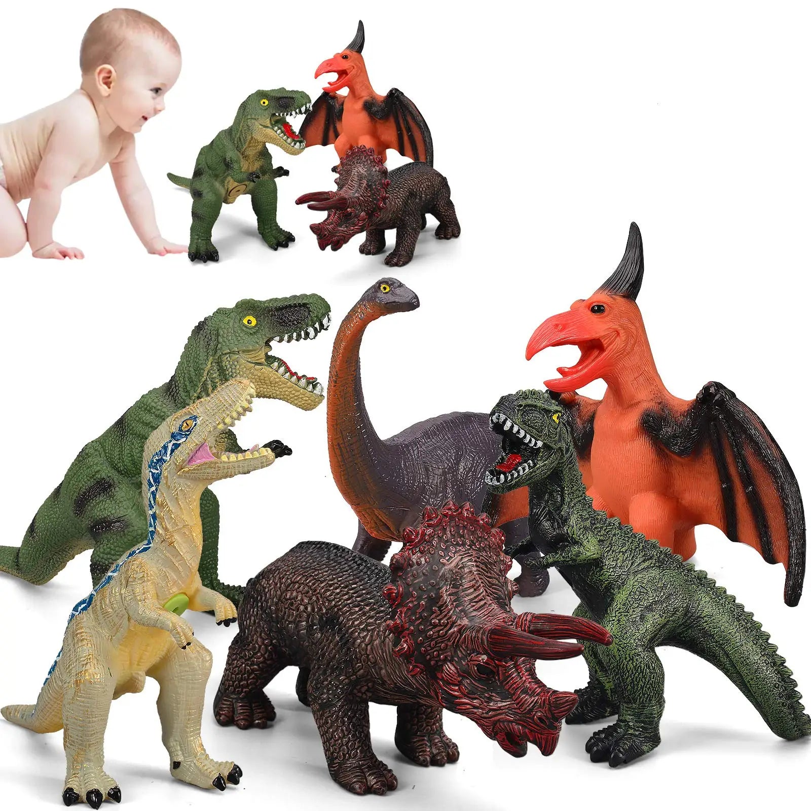 6 Piece Jumbo Dinosaur Toys for Kids and Toddlers, Dinosaur Toys for Kids 3-5, Large Soft Dinosaur Toys for Dinosaur Lovers - Pape'sShop
