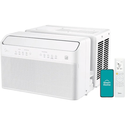 8,000 BTU U Shaped Smart Inverter Window Air Conditioner, Cools Up To 350 Sq. Ft., Ultra Quiet with Open Window Flexibility