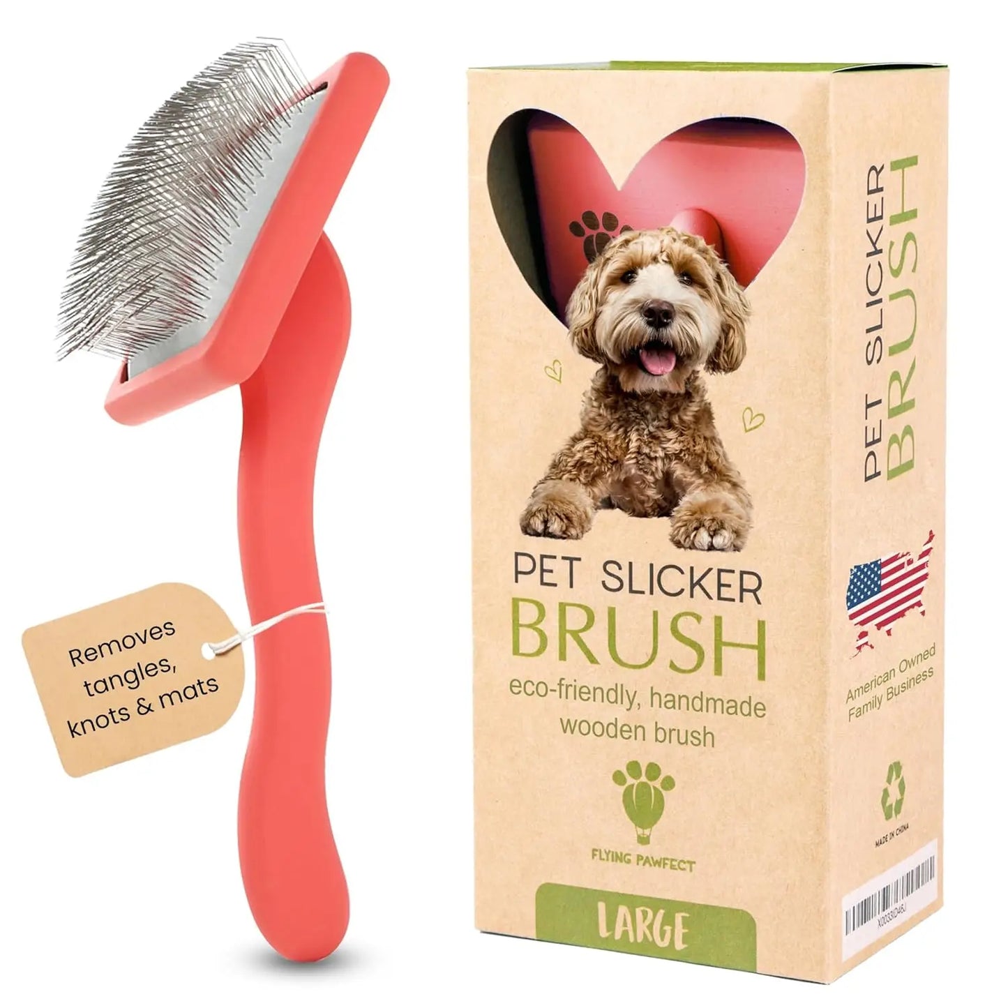 Dog Slicker Brush for Grooming Pet Hair - Best Slicker For Poodle Golden Doodle - Long Haired Tool For Dogs - Pape'sShop