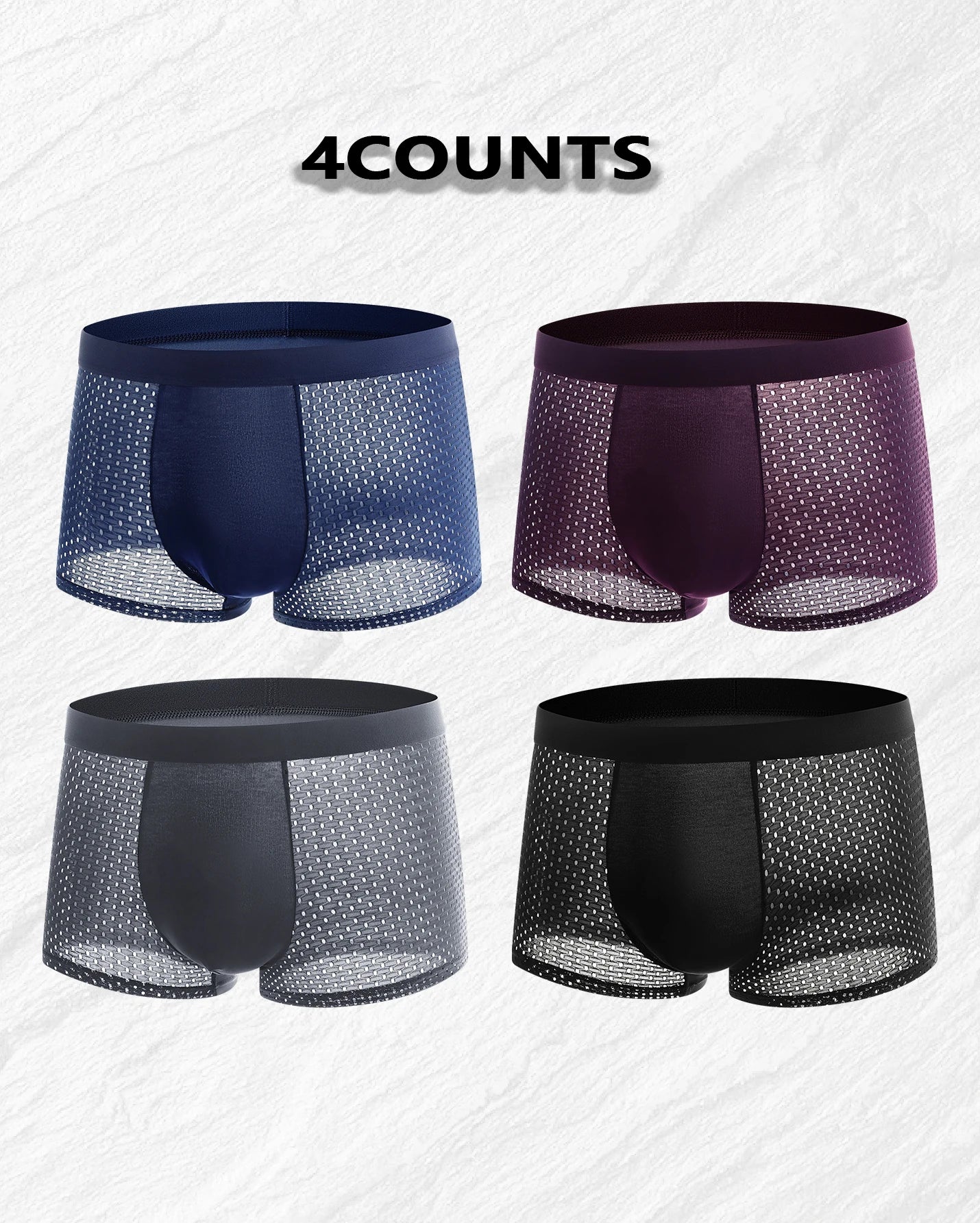 4 pairs of men's underwear ice silk half mesh - Pape'sShop