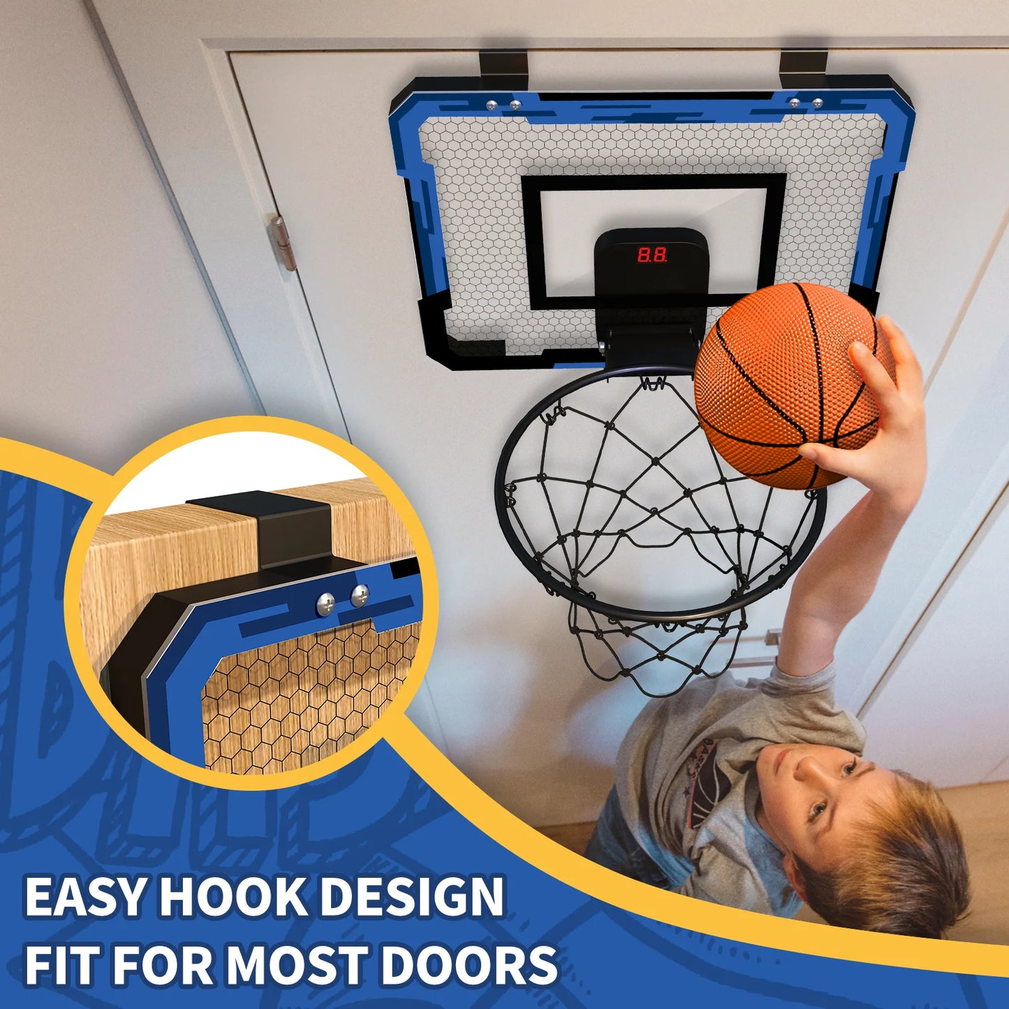 Mini Basketball Hoop Indoor with Scoreboard, Basketball Toy Gifts for Kids Boys Girls Teens, Suit for Bedroom/Office/Outdoor