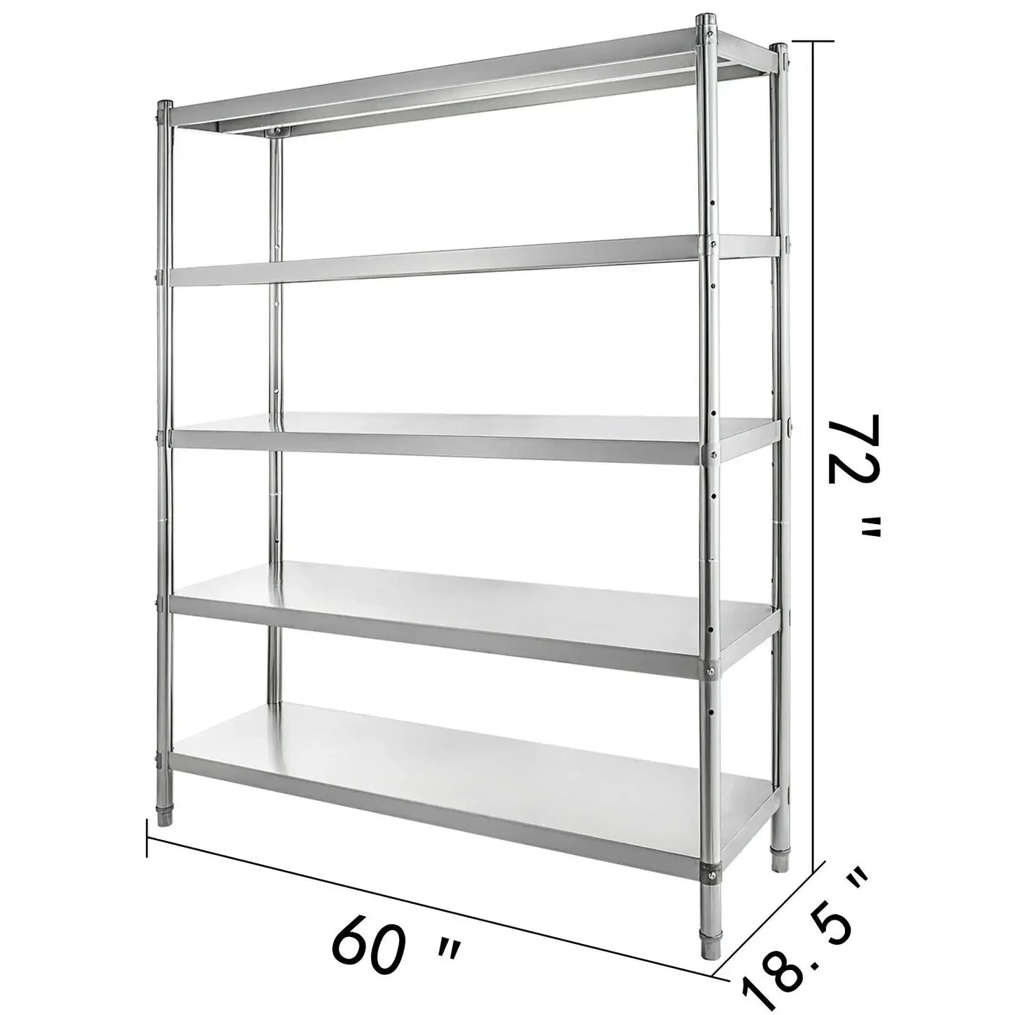 VEVOR Storage Shelf 4/5-Tier Storage Shelving w/Adjustable Height Unit Stainless Steel Garage Shelf for Kitchen Warehouse Garage