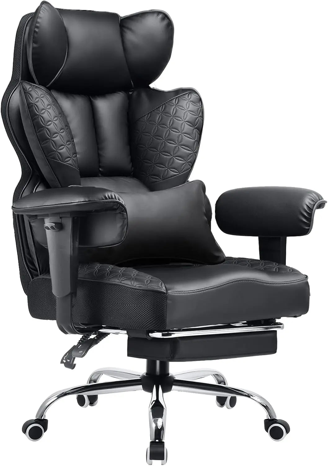 Office Chair 400LBS Wide Ergonomic Gaming Chair with Deluxe Embossing Designed Leather with Foot Rest