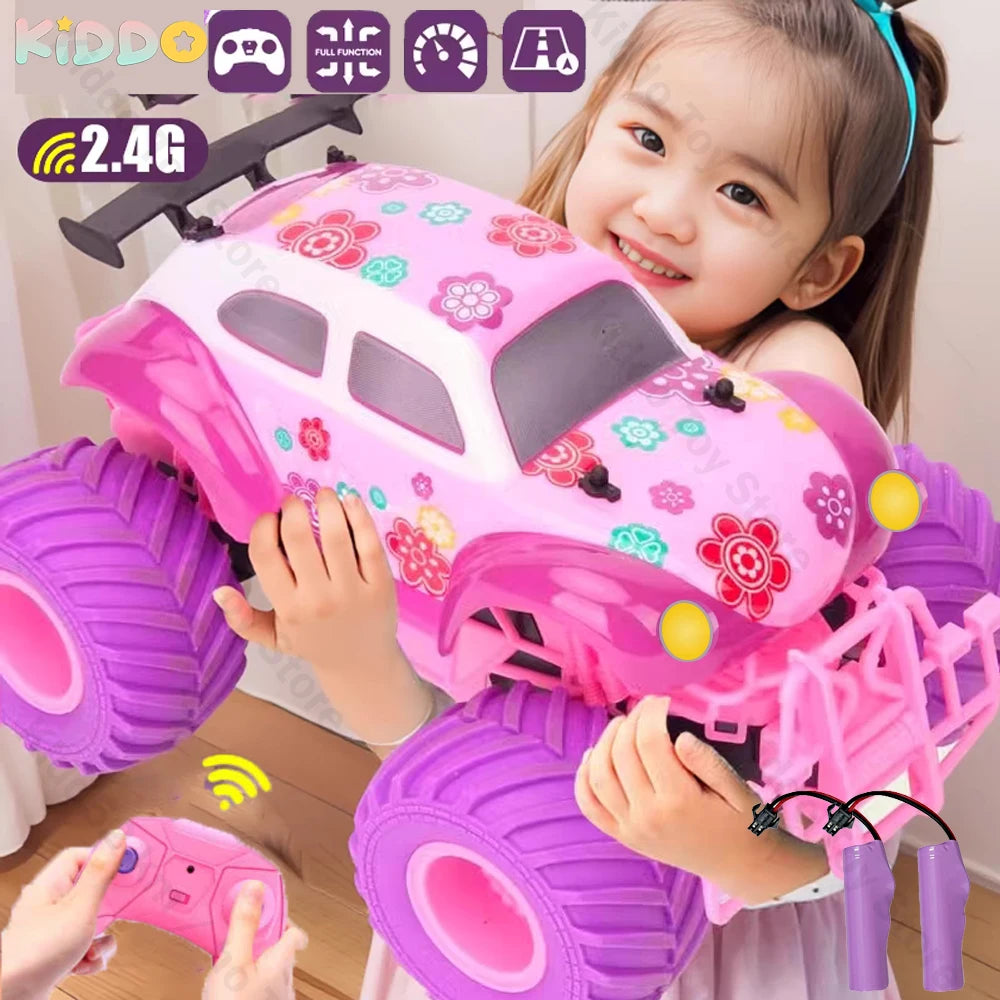 RC Car Electric Drive Off-Road Big Wheel 2.4G Cross-Country High Speed Purple Remote Control Trucks Princess Girls Toys for Kids - Pape'sShop