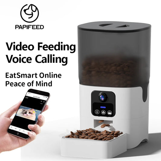PAPIFEED cat automatic feeder visual cat food dog food wifi intelligent timed quantitative pet food dispenser 6L video model cat - Pape'sShop