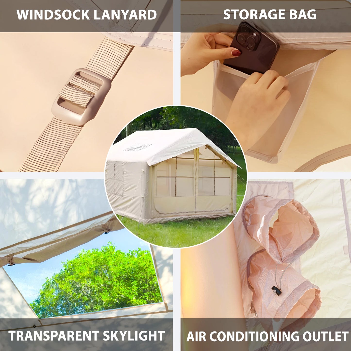 80.73 Inflatable Camping Tent with stove Jack,6-8 People - Pape'sShop