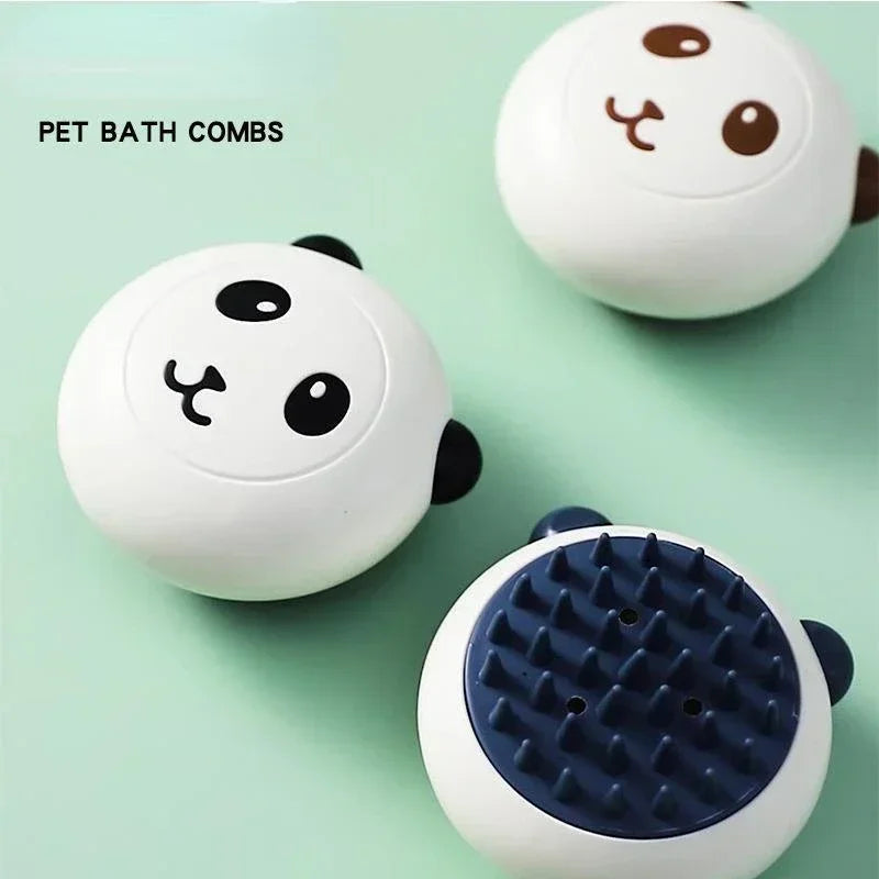 Dog Bath Brush Panda Massage Comb Pet Cat Cleaner Puppy Wash Tools Bathroom Grooming Brush Bath Supplie Dog Soft Silicone Brush - Pape'sShop