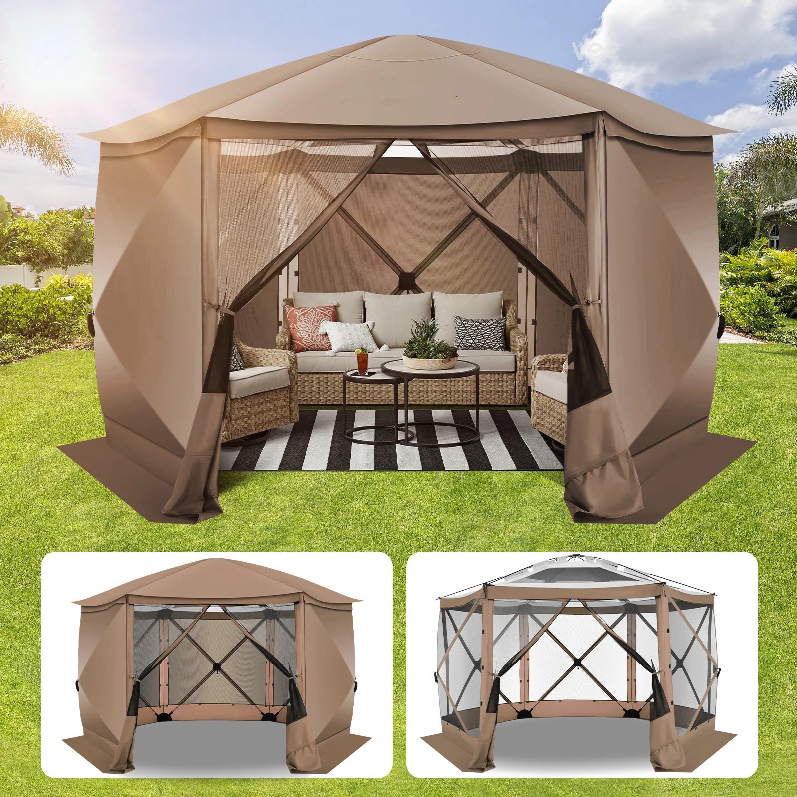 Pop up Gazebo Screen Tent Screen House for Camping, 12x12ft - Pape'sShop