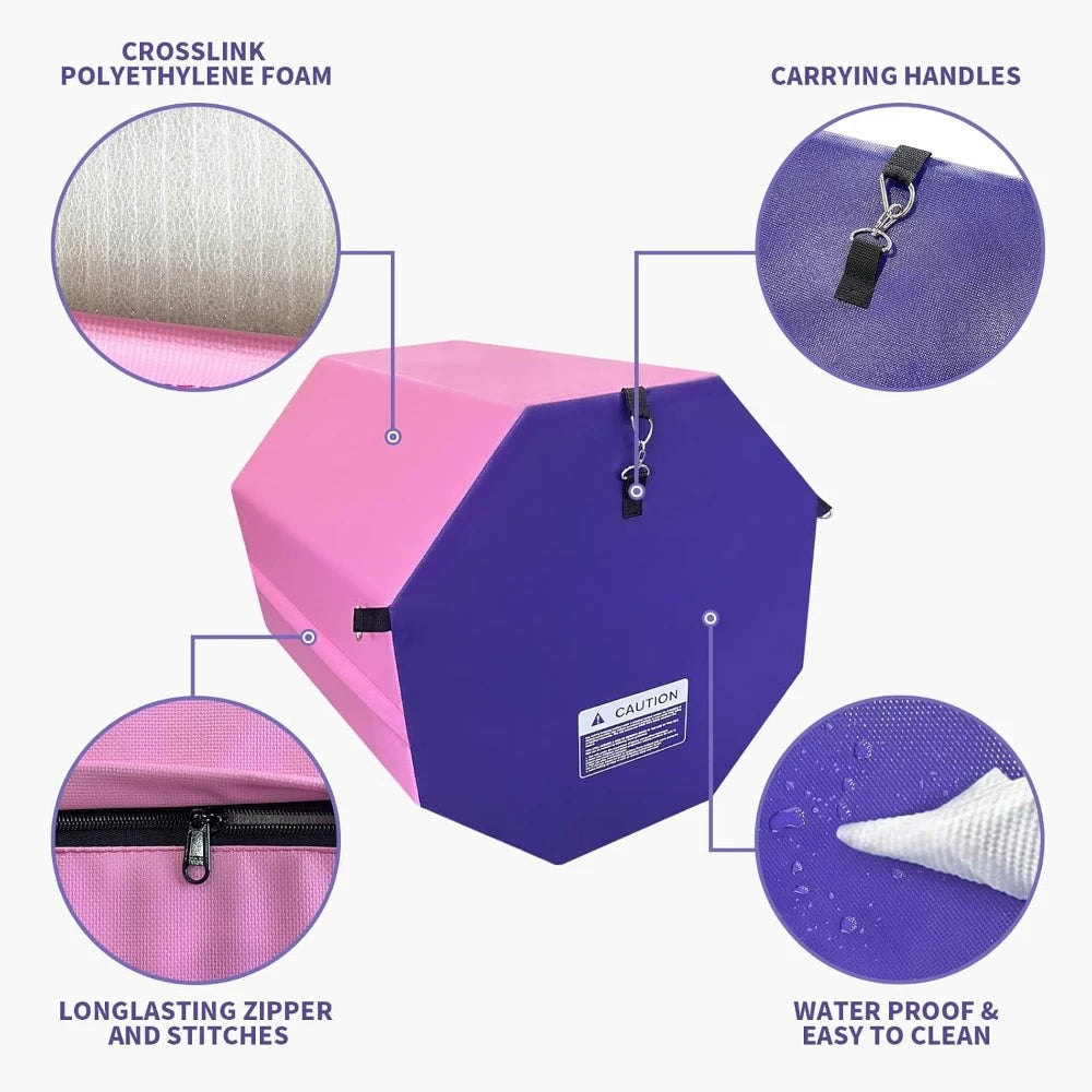 Gymnastics Octagon Tumble Mat 19"x23" with Carrying Handles,Backbend Tumbling Trainer for Home Gym Exercise - Pape'sShop