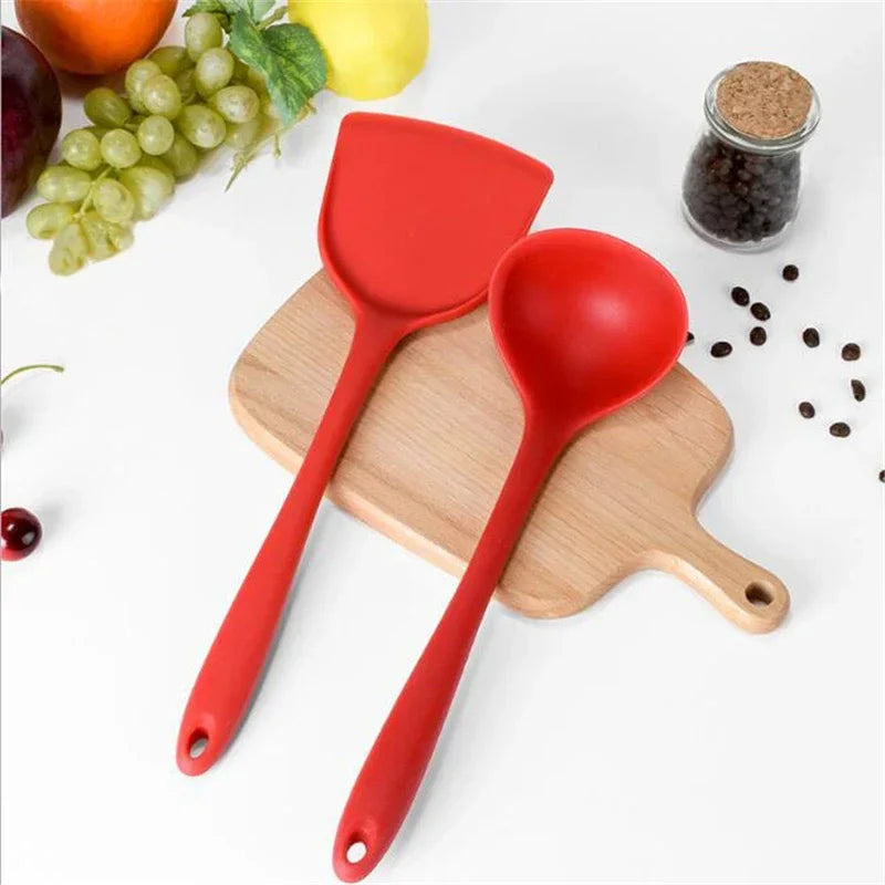 4Pcs/set Silicone Kitchen Tools Cooking Spoon Spatula Scoop Rice Spoon Set Cooking Tools New Kitchen Accessories Keukenhulpjes