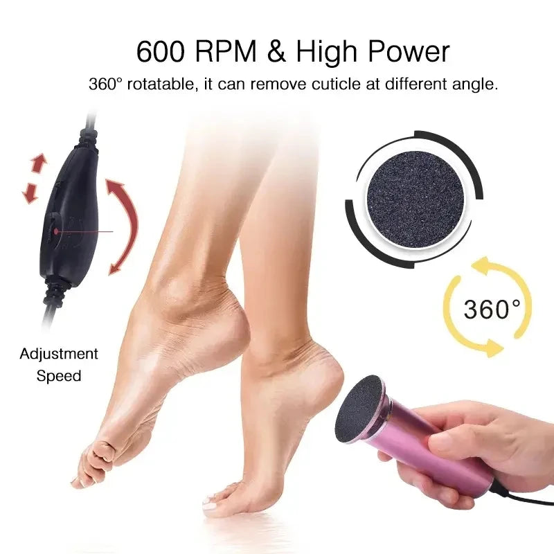 Electronic foot file pedicure sander for removing dead skin, electric callus remover with 60pcs replacement sandpaper disc - Pape'sShop