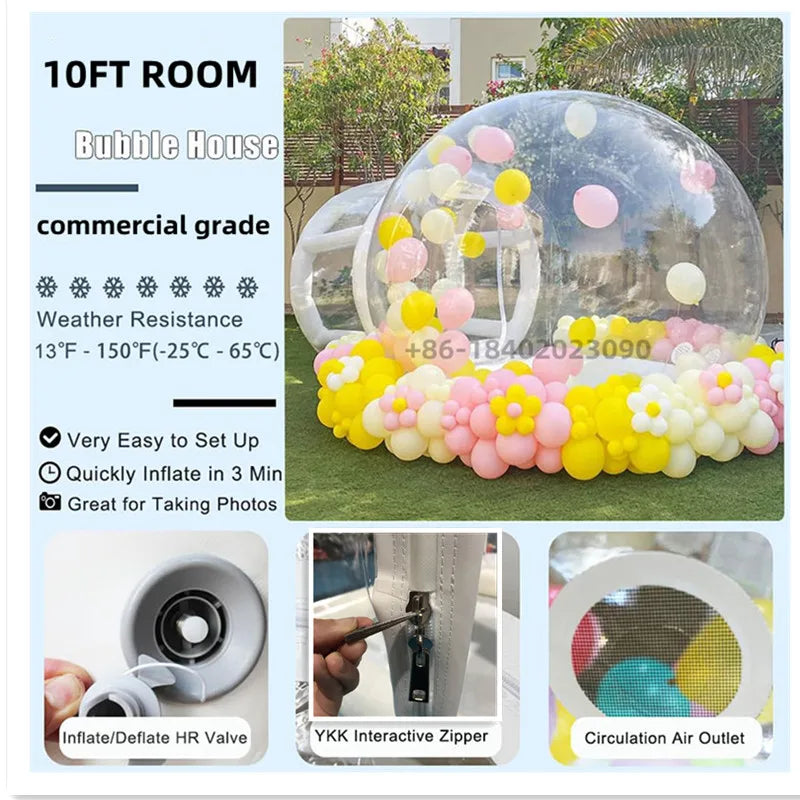 Clear Inflatable Crystal Dome Bubble Tent 10ft Clear Dome Inflatable Bubble Kids Balloon House Party Balloons - Pape'sShop