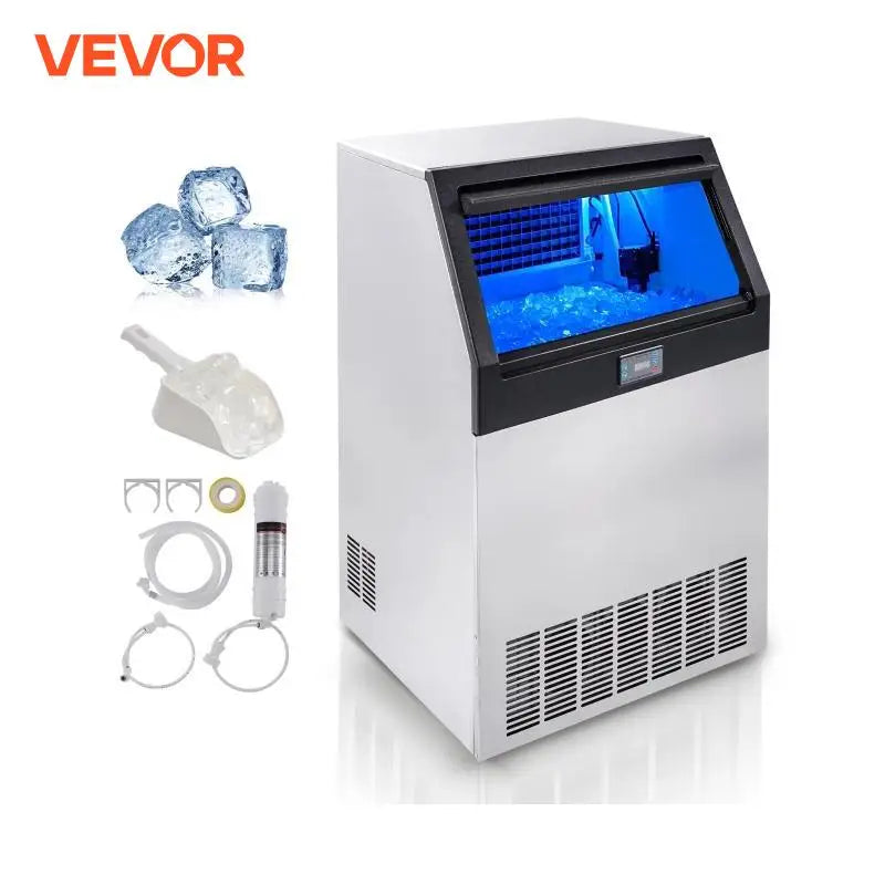 VEVOR Commercial Ice Maker 265lbs/24H Ice Machine with 88lbs Storage Capacity LED Digital Display for Home Office Restaurant
