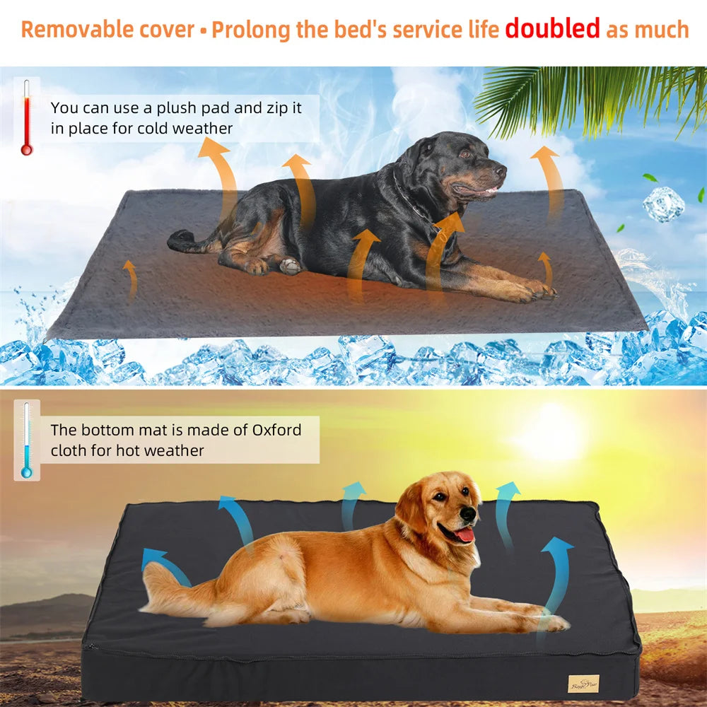 Large Orthopaedic Dog Bed Waterproof Cushion Pet Mattress 2 In 1 Pet Dog Crate Bed with Removable Washable Cover Indoor Outdoor - Pape'sShop