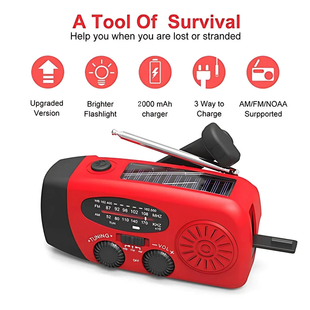 Radio Solar Power Hand Crank Radio FM AM - Pape'sShop