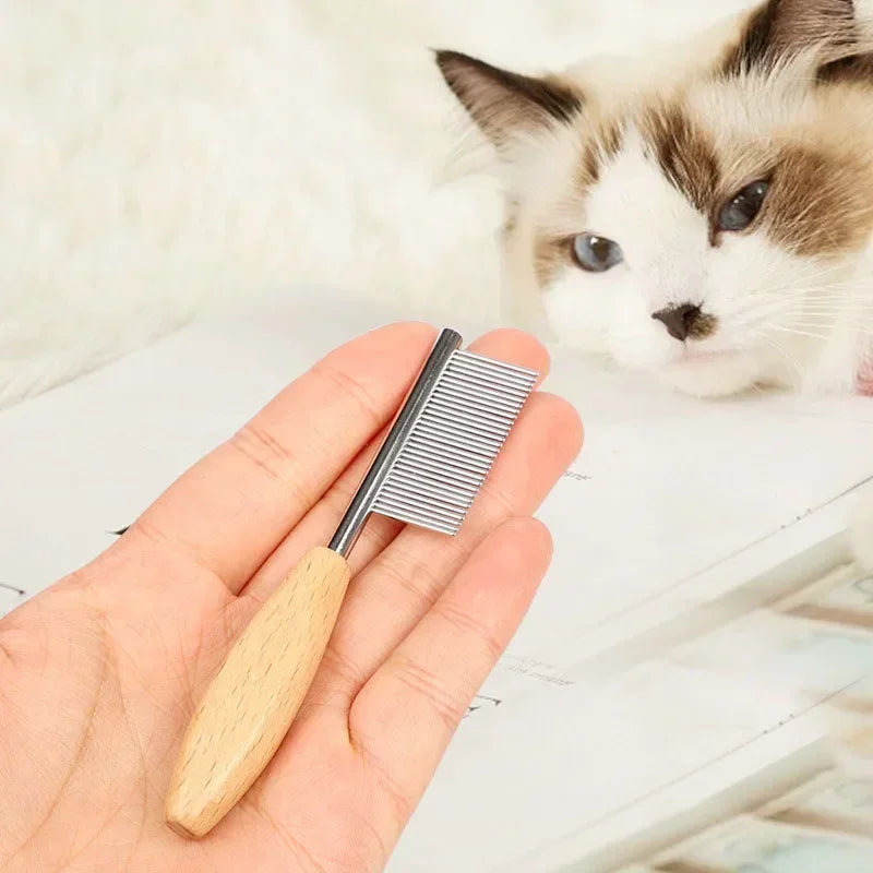 Stainless steel cat and dog facial hair cleaning comb mini pet grooming brush dense tooth small comb dog and cat accessories - Pape'sShop