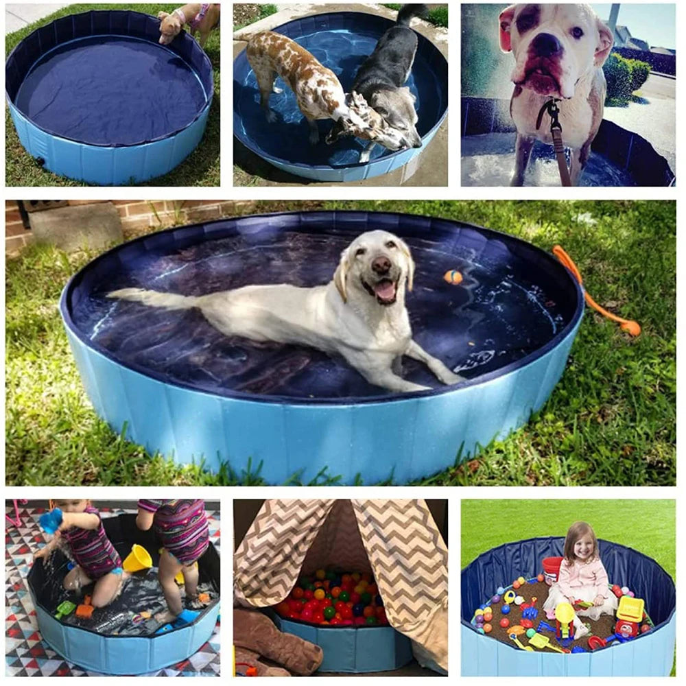 63x12" Dog Swimming Pool Portable Plastic Pool Grooming Tub Bathing Scratch Resistance Pet Pools Bathtub for Large Dogs Kiddie - Pape'sShop