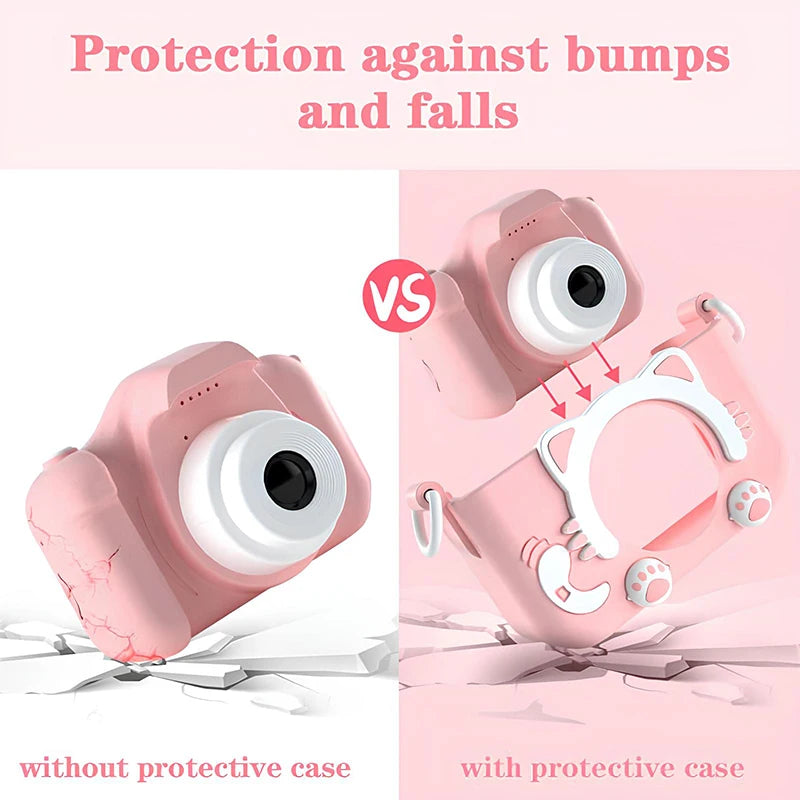 Kids Camera Toys Mini Camera Kids Digital Camera With Video Cartoon Soft Silicone Cover 32GB SD Card For Boy Girl Christmas Gift - Pape'sShop
