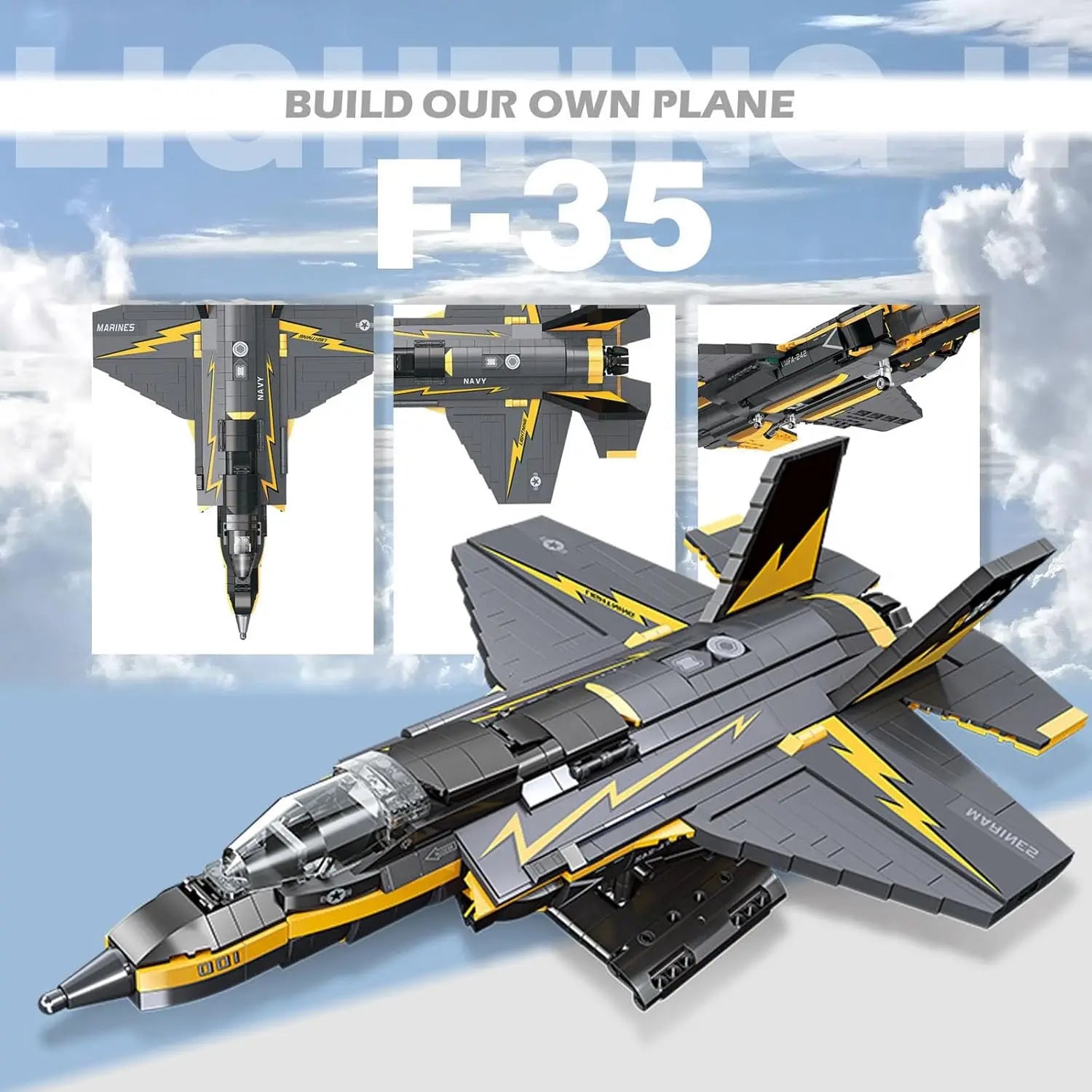 1268PCS F35 Lightning II Fighter Jet Building Blocks Military Airplane Model Desktop Decoration DIY Toy Gift for Kids Adults - Pape'sShop