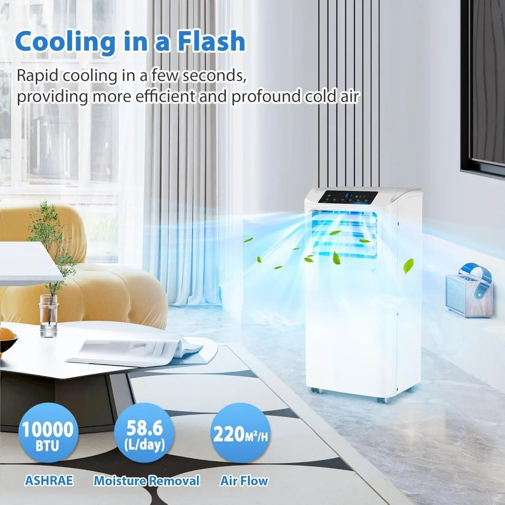 10000 BTU portable air conditioner suitable for rooms with dehumidifier fan sleep mode cooling up to 450 square feet