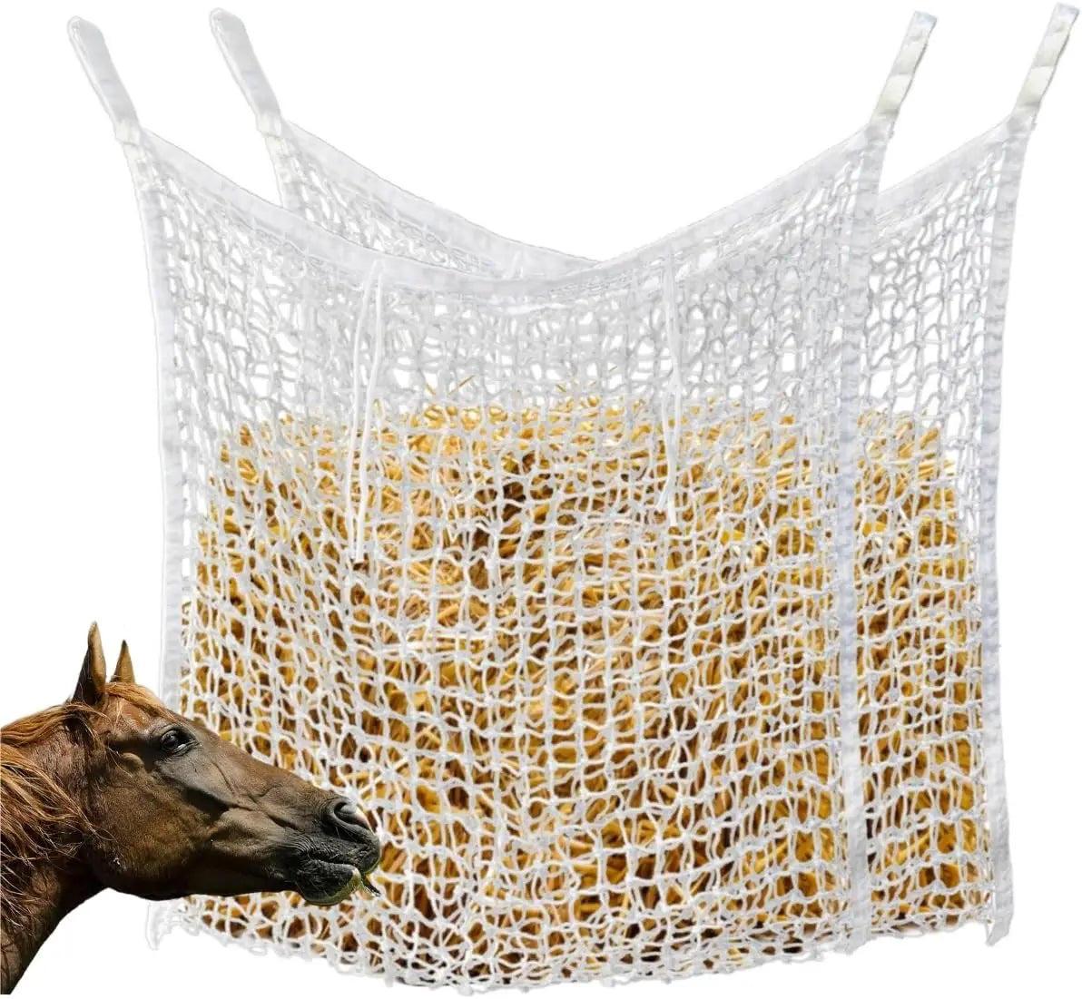 2Pc Slow Feed Hay Nets for Horses,31.4"×35.4"Horse Feed Bag with Large Capacity and Small Opening for Horse Goat Feeder Full Day - Pape'sShop