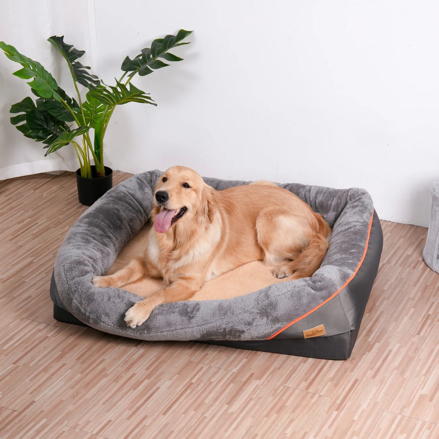 L XL 2XL 3XL Dog Bed Super Soft Orthopedic Foam Pet Bed Sleeping Mat with Cotton-padded Bolster and Removable Cover - Pape'sShop