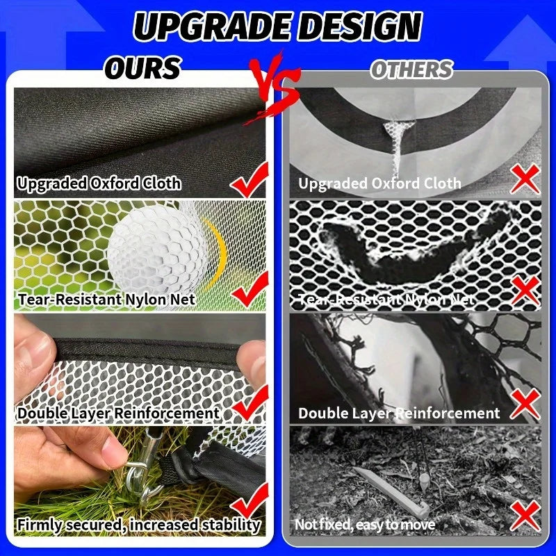 Golf Practice Net, 10x7 ft Deluxe Golf Practice net set Play golf at home, swing contact, weather free, 3 layers of lawn mat, 3