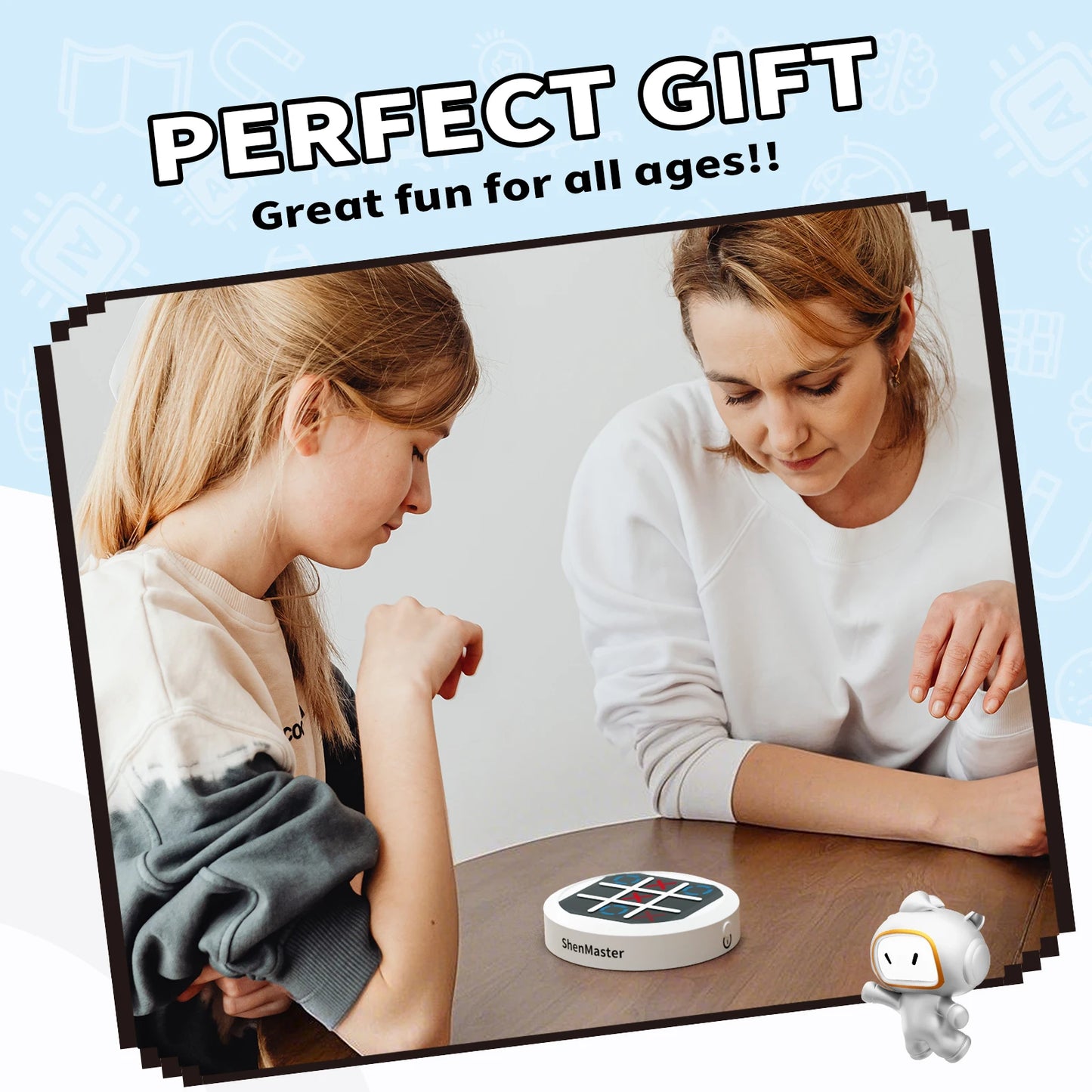 Electronic Tic Tac Toe Game【white】- 4-in-1 Handheld Travel Games for Kids & Adults, Compact & Pocket Si