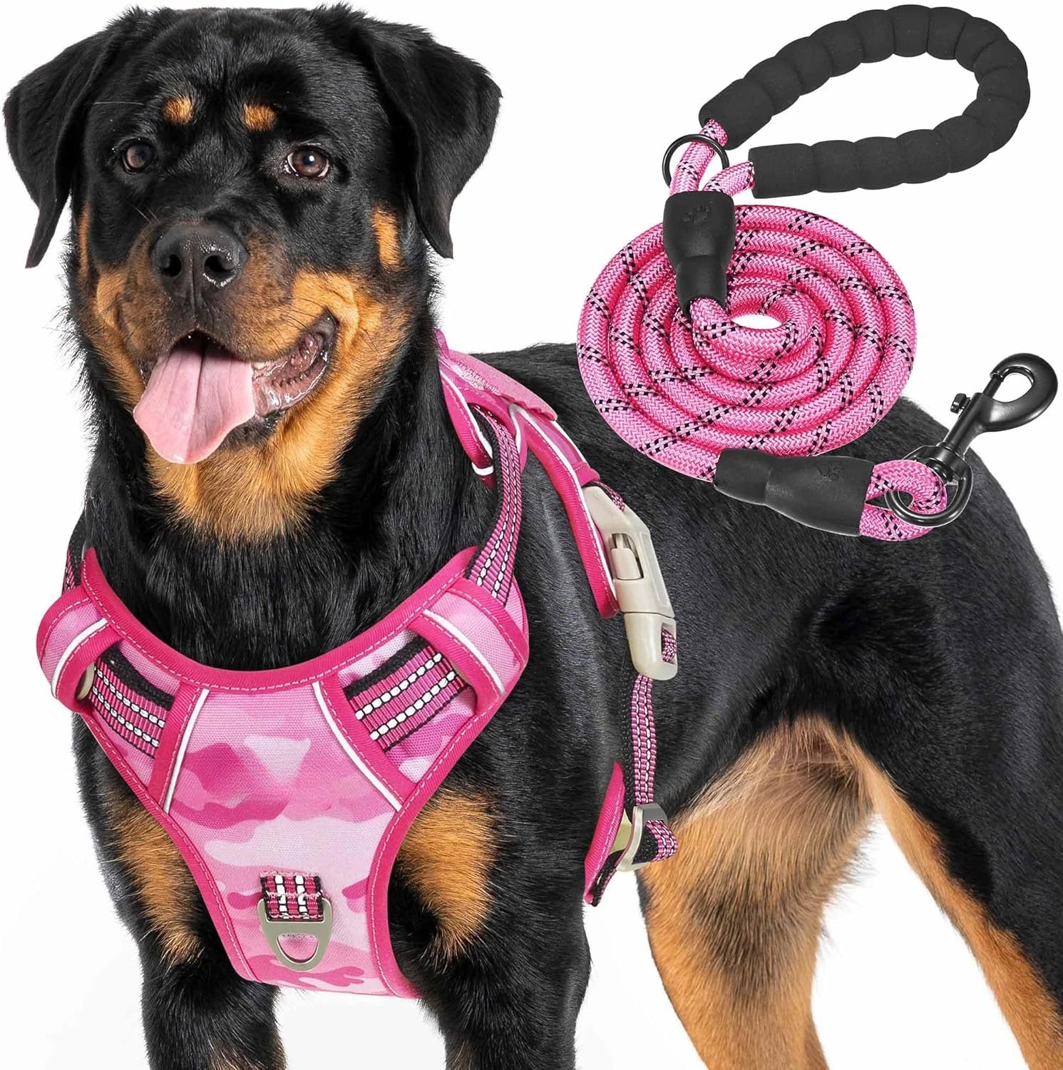 Heavy Duty Tactical Dog Harness for Large Dogs, No Pull Adjustable Pet Harness Reflective Service Training Easy Control - Pape'sShop