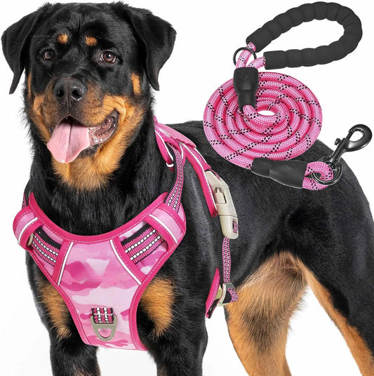 Heavy Duty Tactical Dog Harness for Large Dogs, No Pull Adjustable Pet Harness Reflective Service Training Easy Control - Pape'sShop