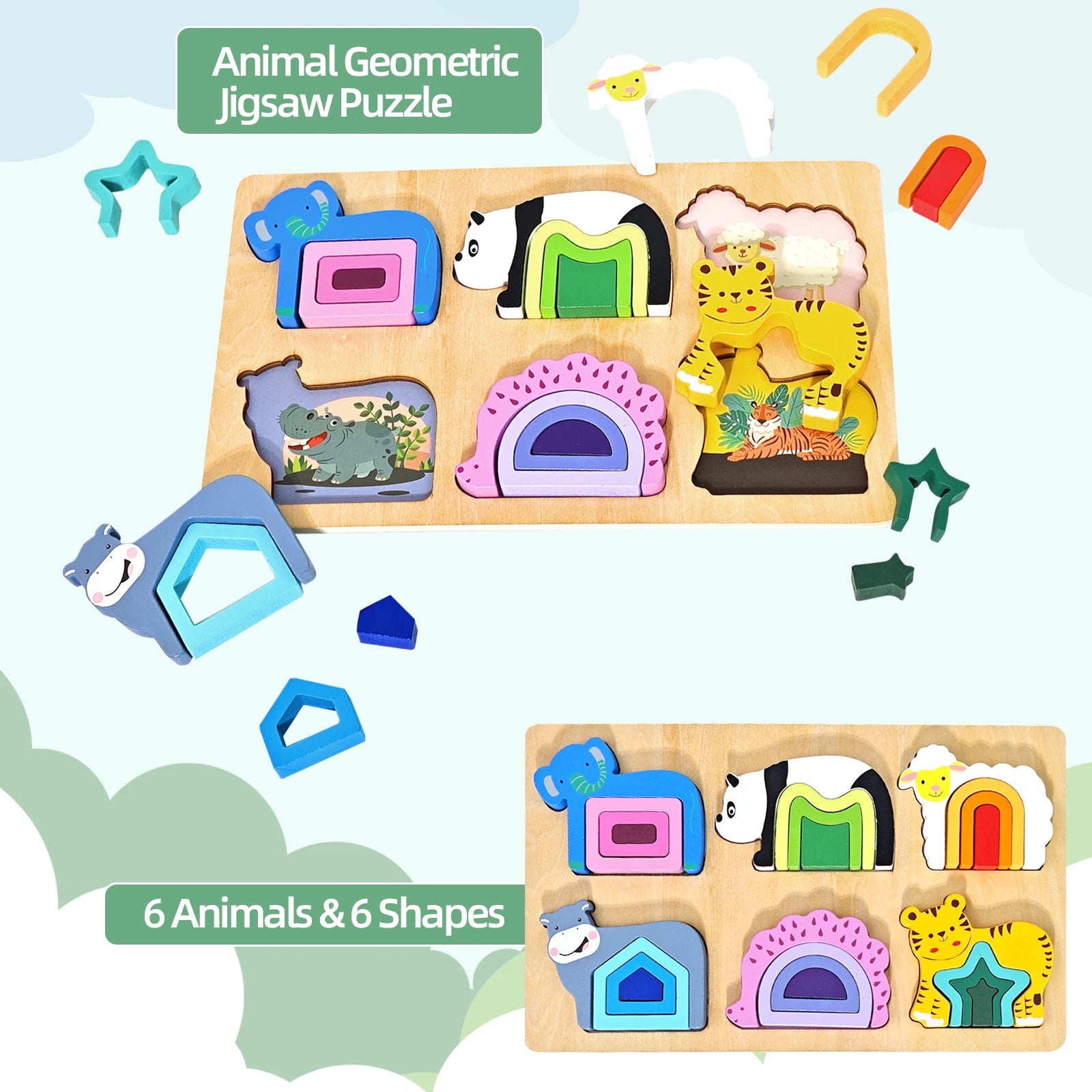 3D Wooden Jigsaw Educational Toys Montessori Toys for Kids Games Animal Shape Puzzle Toys Children Christmas Holiday Gifts - Pape'sShop