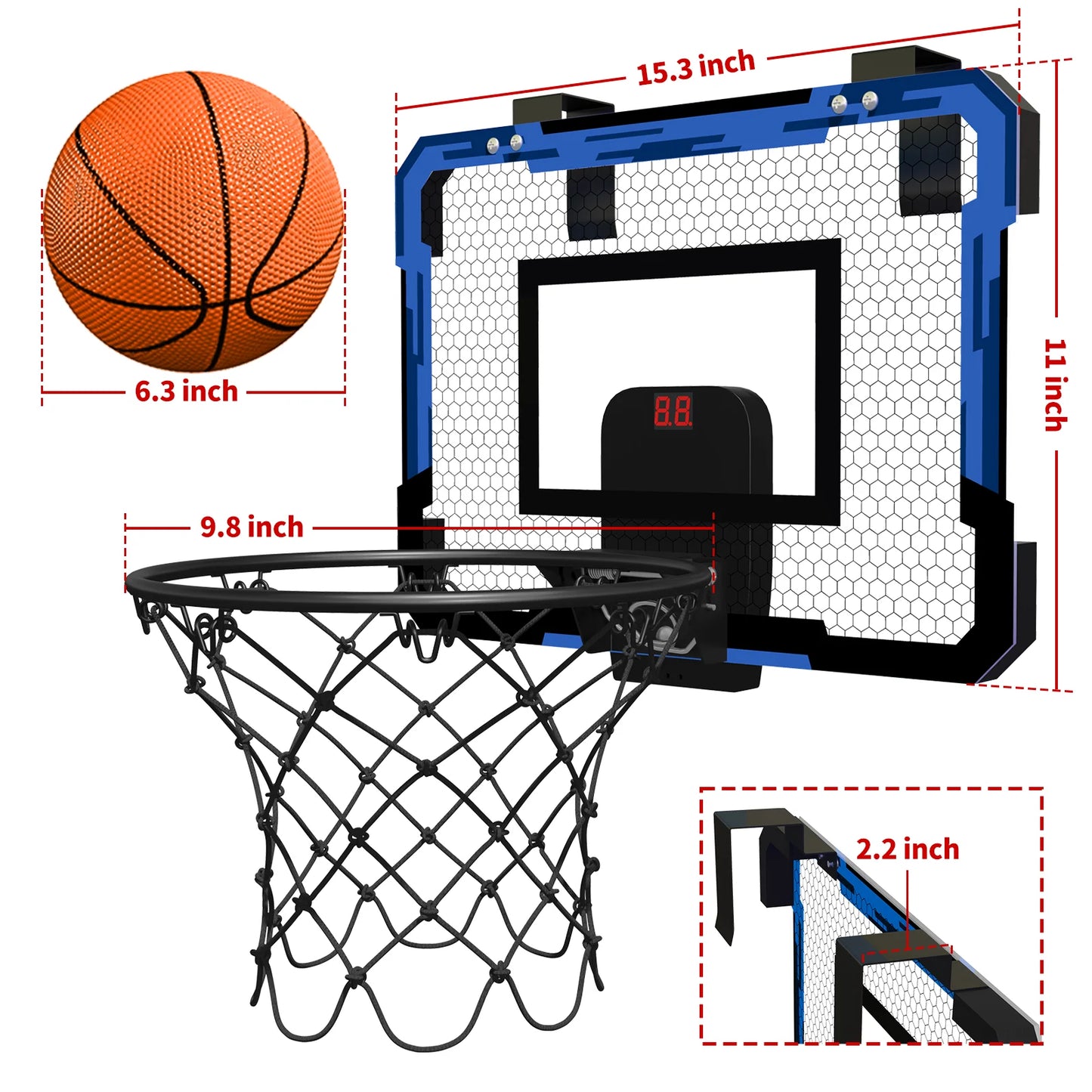 Mini Basketball Hoop Indoor with Scoreboard, Basketball Toy Gifts for Kids Boys Girls Teens, Suit for Bedroom/Office/Outdoor