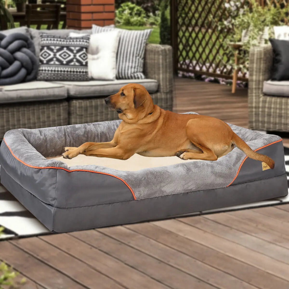 L XL 2XL 3XL Dog Bed Super Soft Orthopedic Foam Pet Bed Sleeping Mat with Cotton-padded Bolster and Removable Cover - Pape'sShop