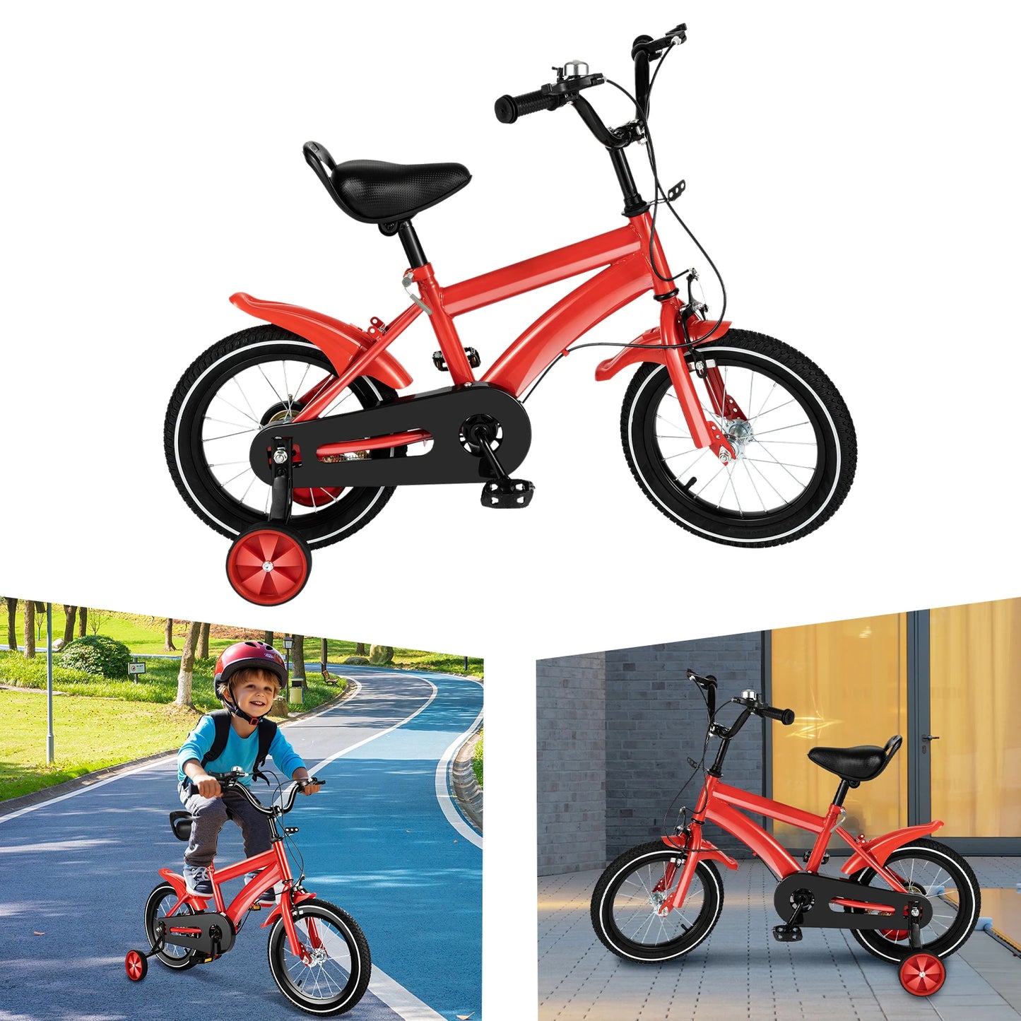 14 Inch Child Bike with Auxiliary Sports Wheel for Boys Girls White/Red/Blue/Yellow - Pape'sShop