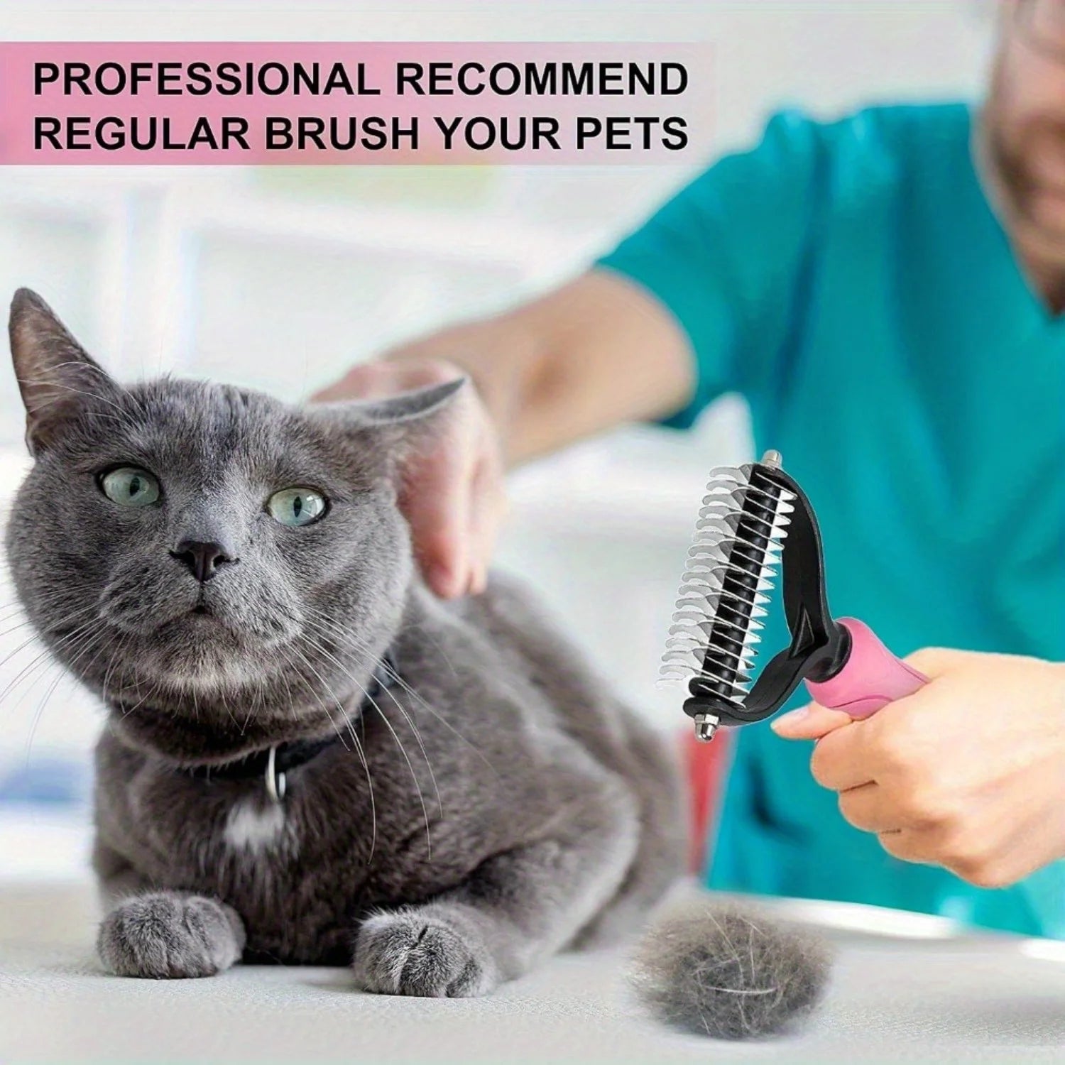 Undercoat Rake for Dogs, 2 Side Undercoat Brush for Deshedding and Dematting for Dog Cat Rabbit, Professional Pet Grooming - Pape'sShop