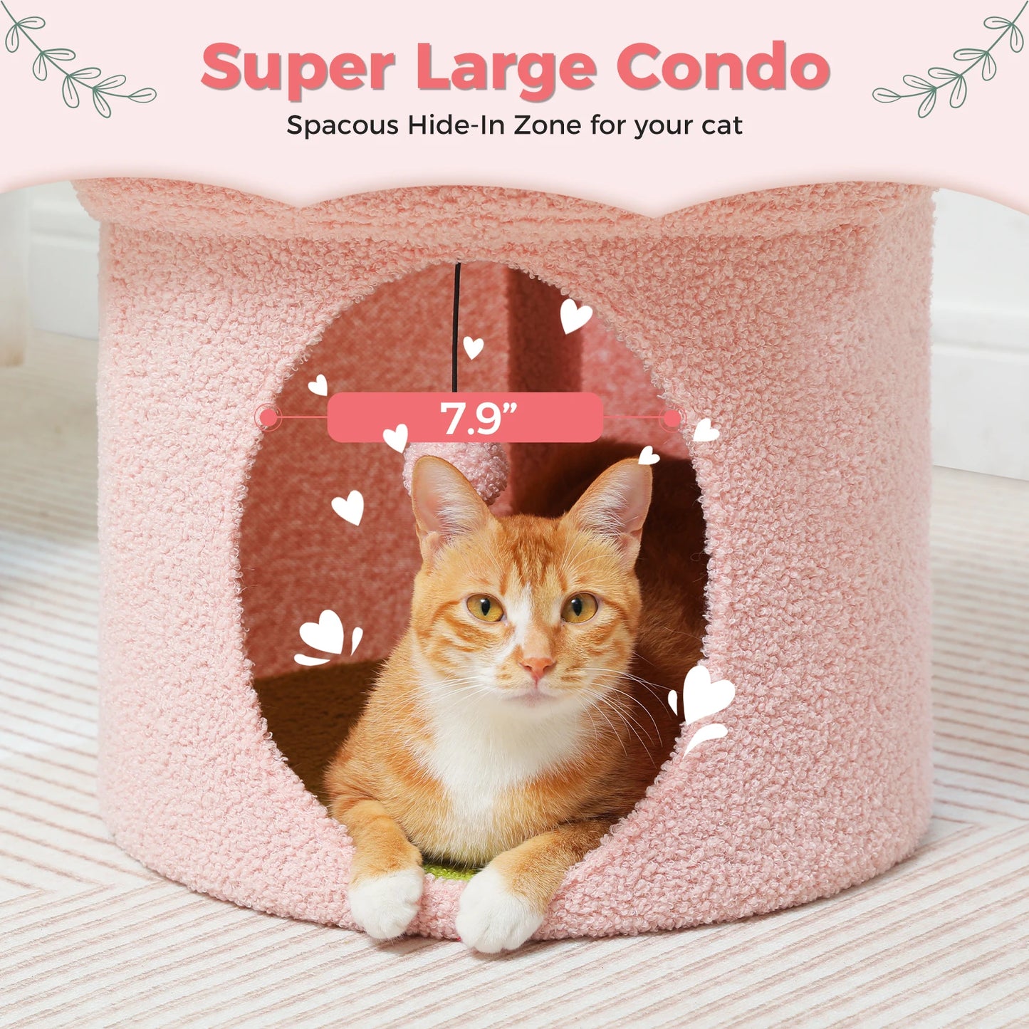 Cat Beds for Indoor Cats, Large Cat House with Removable Flower Cat Bed, Cute Cat Cave Cat Hideaway, Indoor Cat House Condo - Pape'sShop