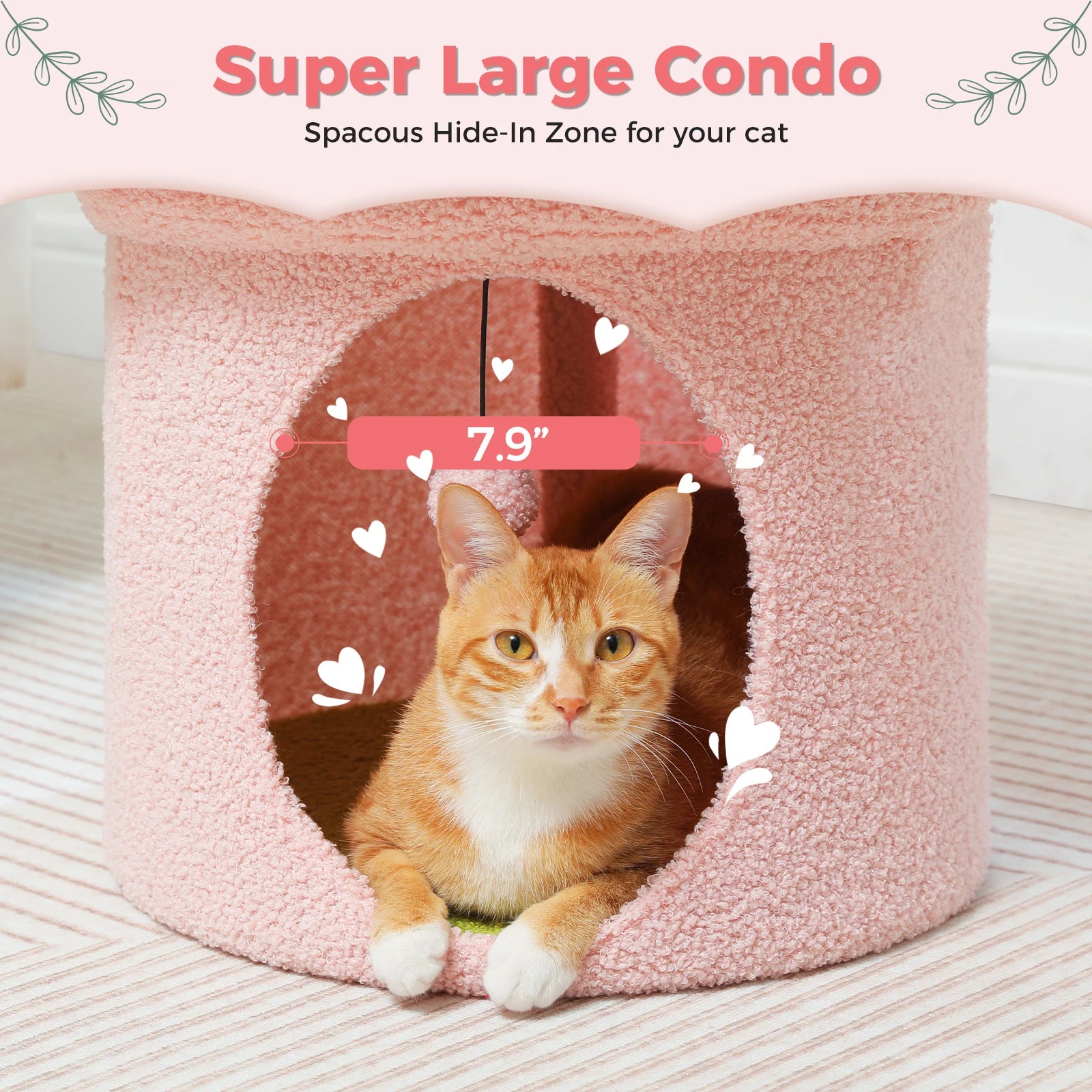 Cat Beds for Indoor Cats, Large Cat House with Removable Flower Cat Bed, Cute Cat Cave Cat Hideaway, Indoor Cat House Condo - Pape'sShop