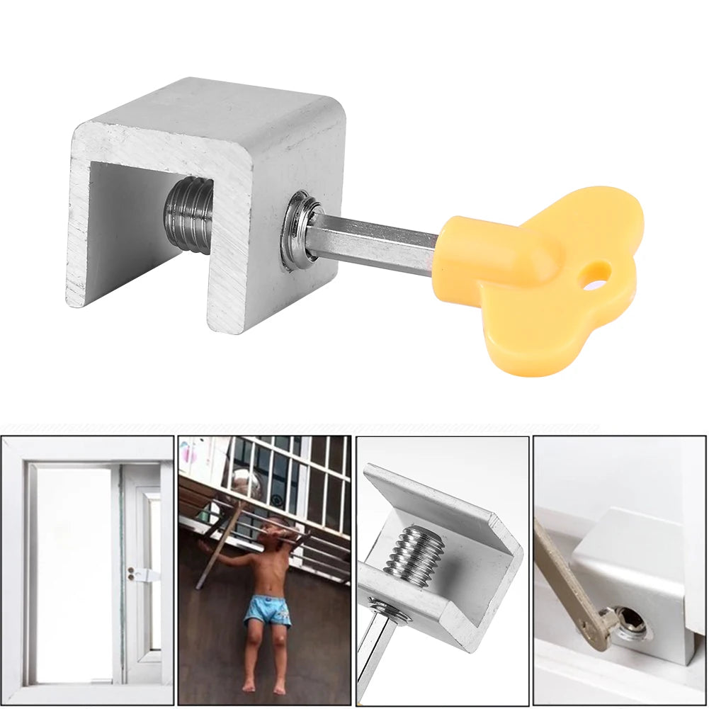 5/10CPS Window Locks Adjustable Sliding Door Lock With Key Window Stopper Security Safety Locks For Kids Pets Home Anti-theft - Pape'sShop