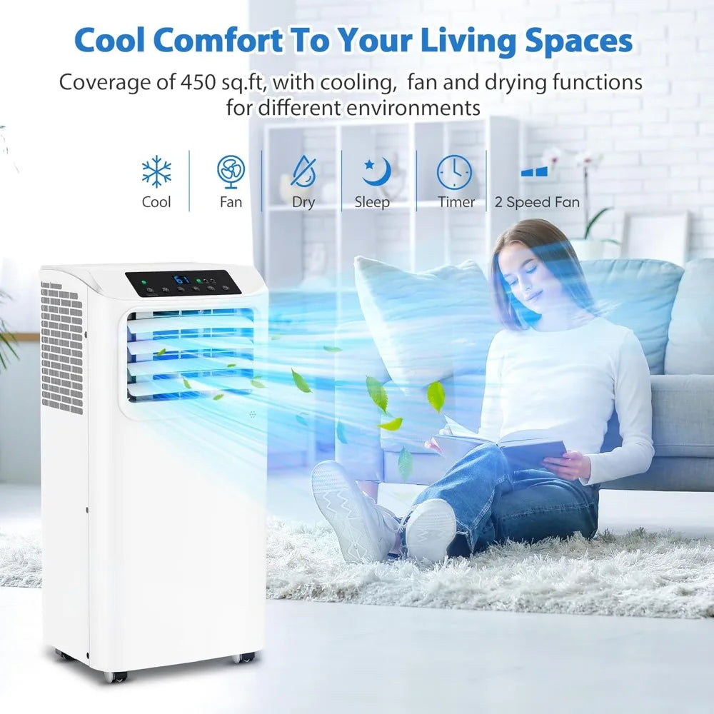 10000 BTU portable air conditioner suitable for rooms with dehumidifier fan sleep mode cooling up to 450 square feet