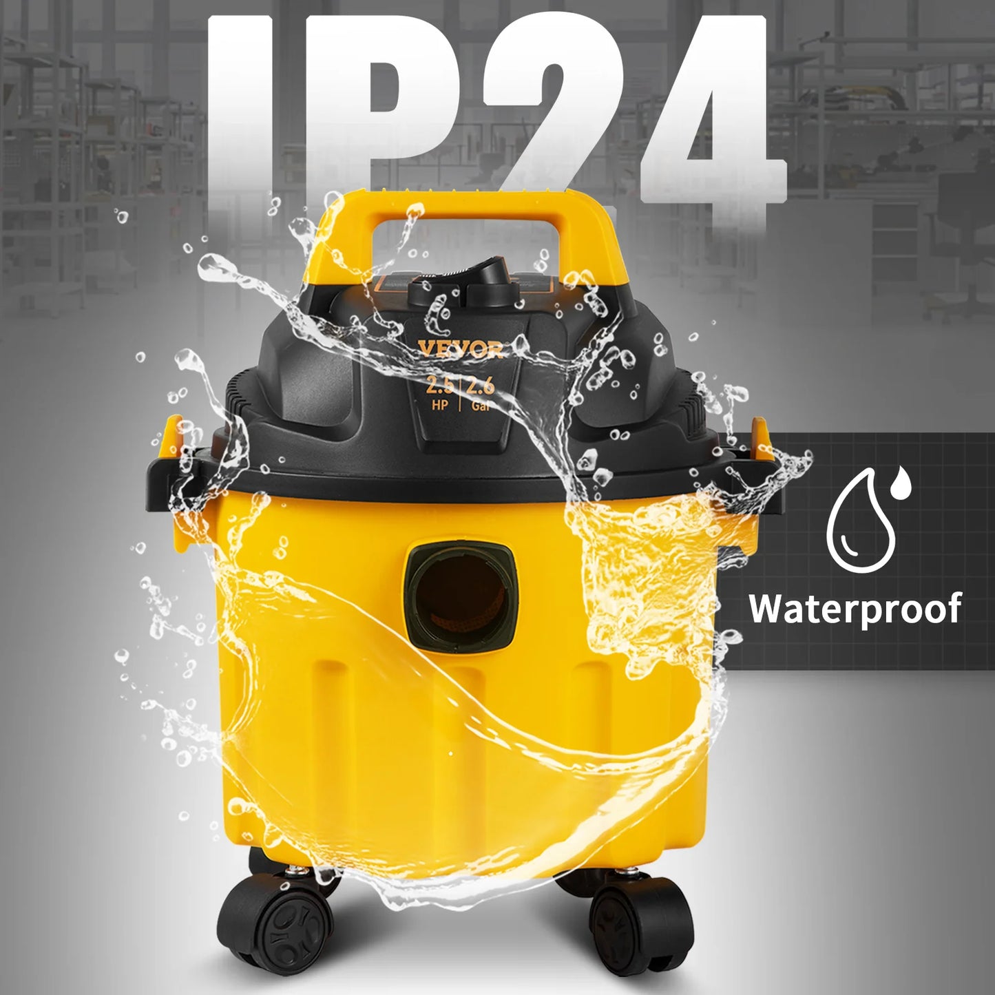VEVOR Wet Dry Vac 2.6 Gallon 2.5 Peak HP 3 in 1 Portable Shop Vacuum with Blowing Function  Attachment Storage Perfect for Floor - Pape'sShop