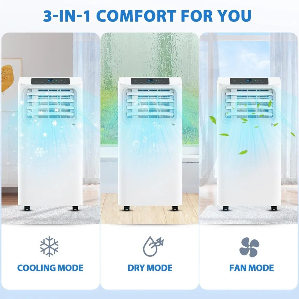 10000 BTU portable air conditioner suitable for rooms with dehumidifier fan sleep mode cooling up to 450 square feet
