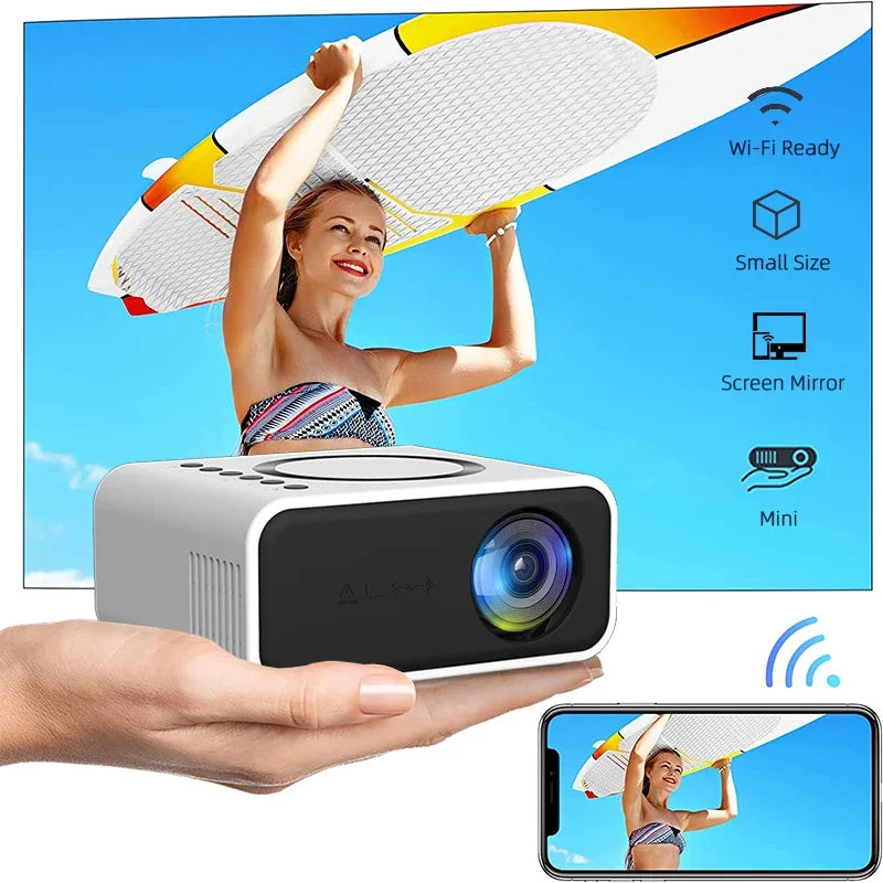 Mini Portable Projector Full High Definition 1080P LED Projector Home Theater Movie Projector for IOS for Android Laptop Black - Pape'sShop
