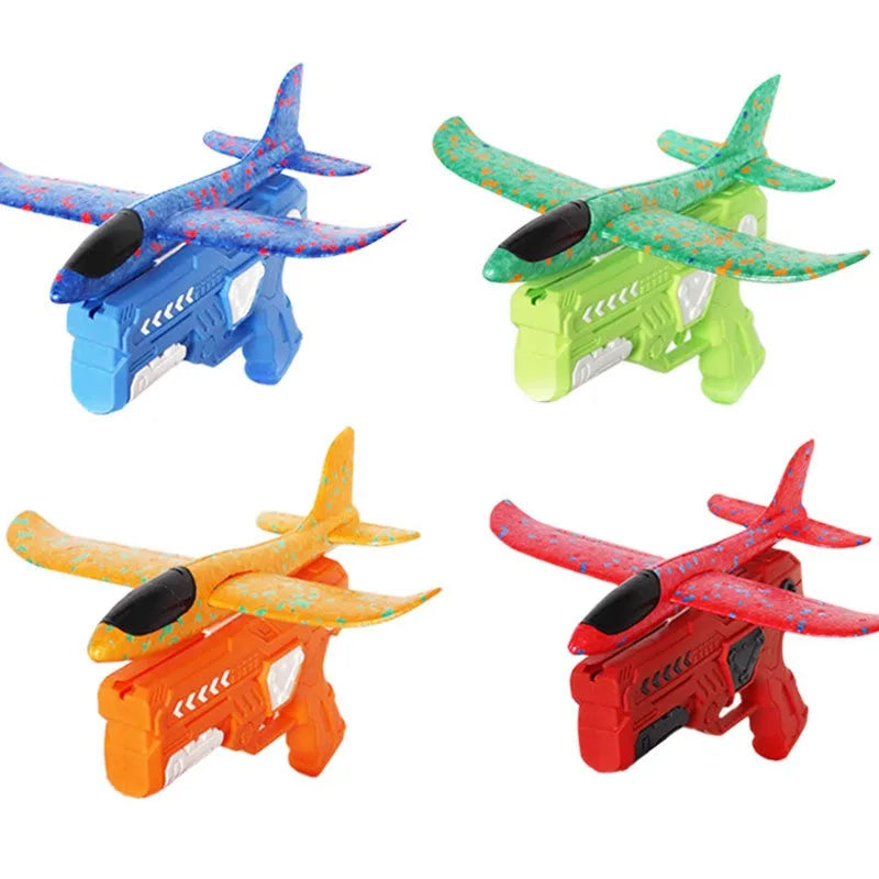 4 colors foam airplane gun toys, catapult glide launch, children's outdoor parent-child interactive toys, throwing flying toys