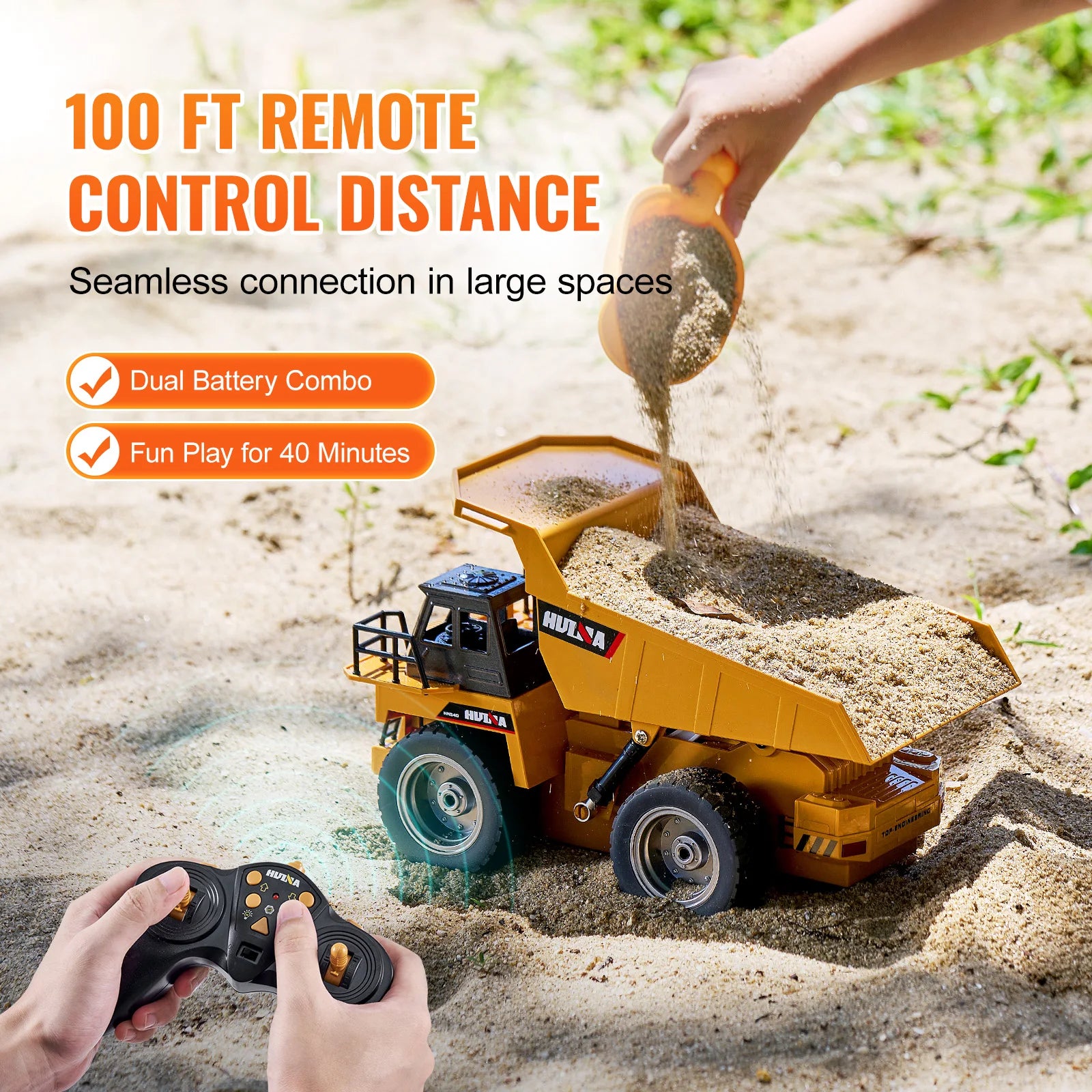 VEVOR RC Car Children Toys Remote Control Dump Truck Toys 9-Channel with Batteries for Toddlers Boys Electric Car Kids Toys Gift - Pape'sShop