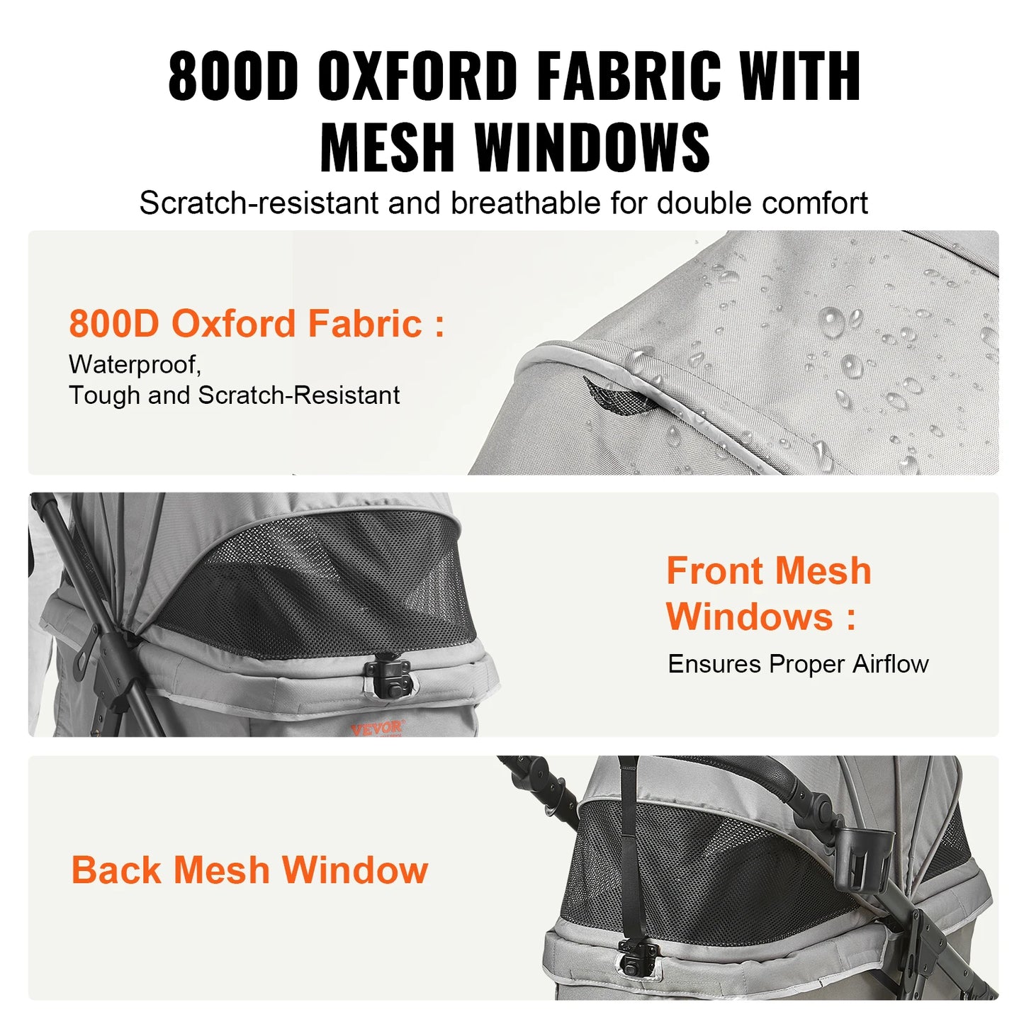 VEVOR Pet Stroller Carrier Dog Cat Strollers Lightweight Travel Rotate with Brakes Pet Pad Cup Holder for Puppy Dog Accessories - Pape'sShop